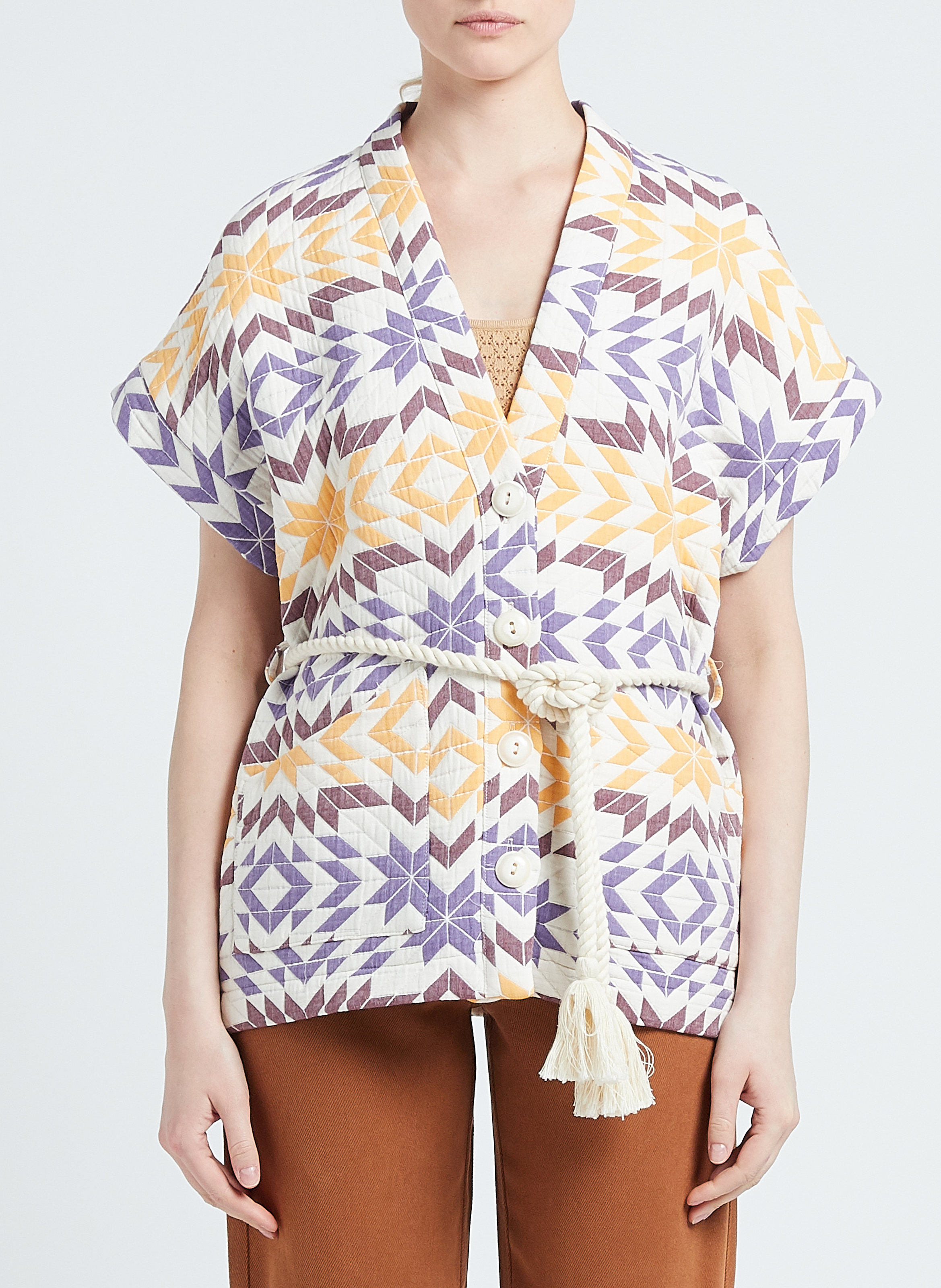 Baumwoll-Mix-Jacke mit Schalkragen LA PETITE FRANCAISE Beige