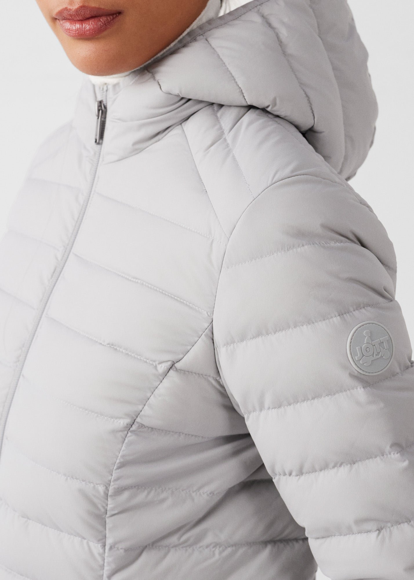 Lightweight stretch hooded puffer jacket Salma JOTT Grey