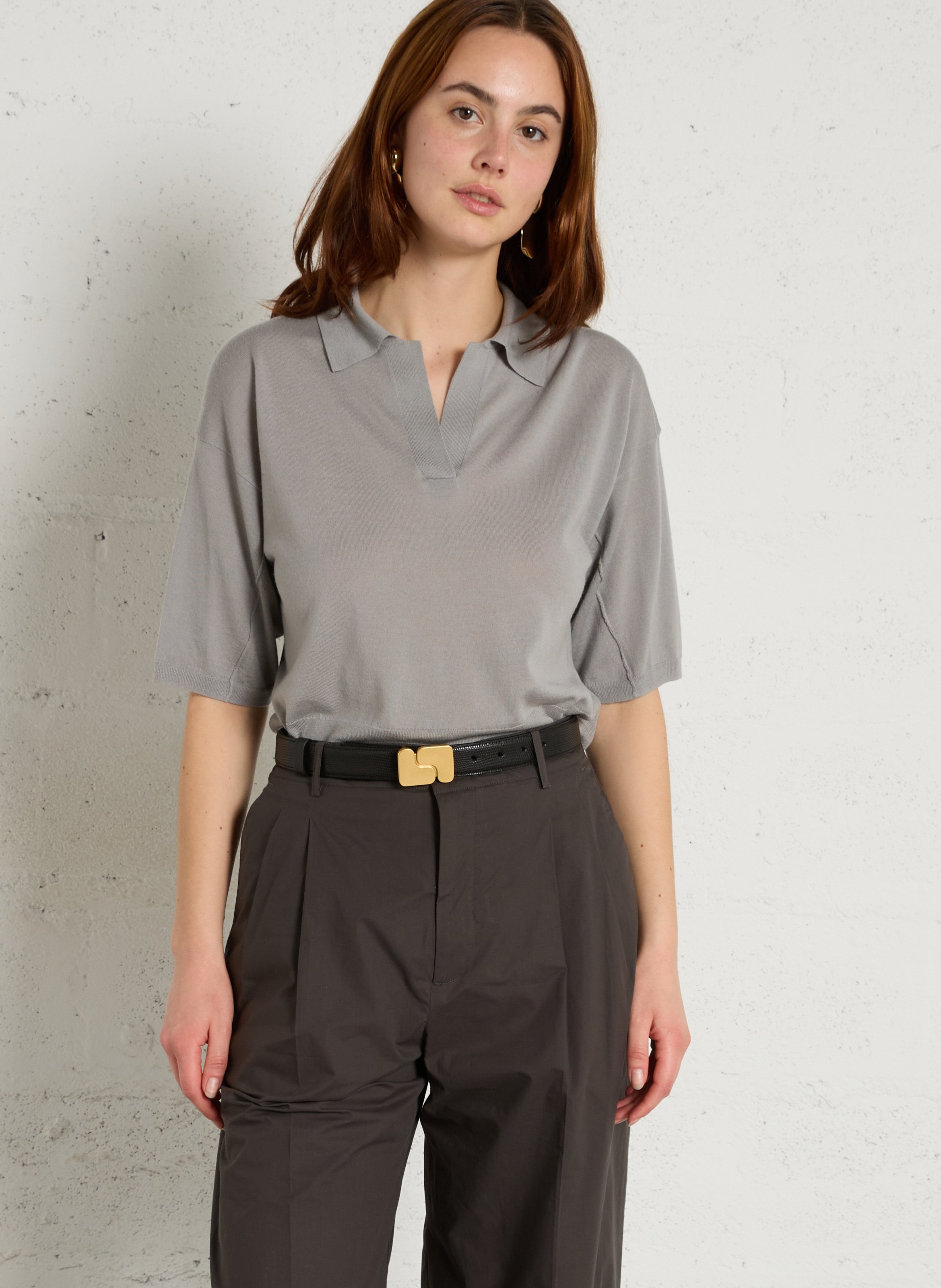 Wollpullover mit Polokragen SOEUR Grun