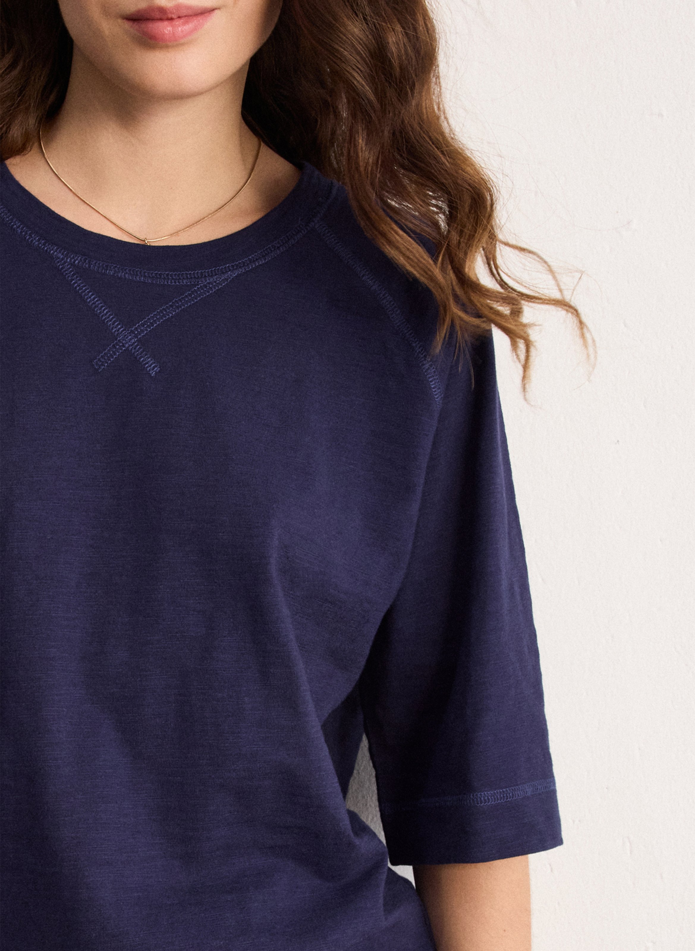 Tee-shirt oversize col rond en coton PABLO Bleu