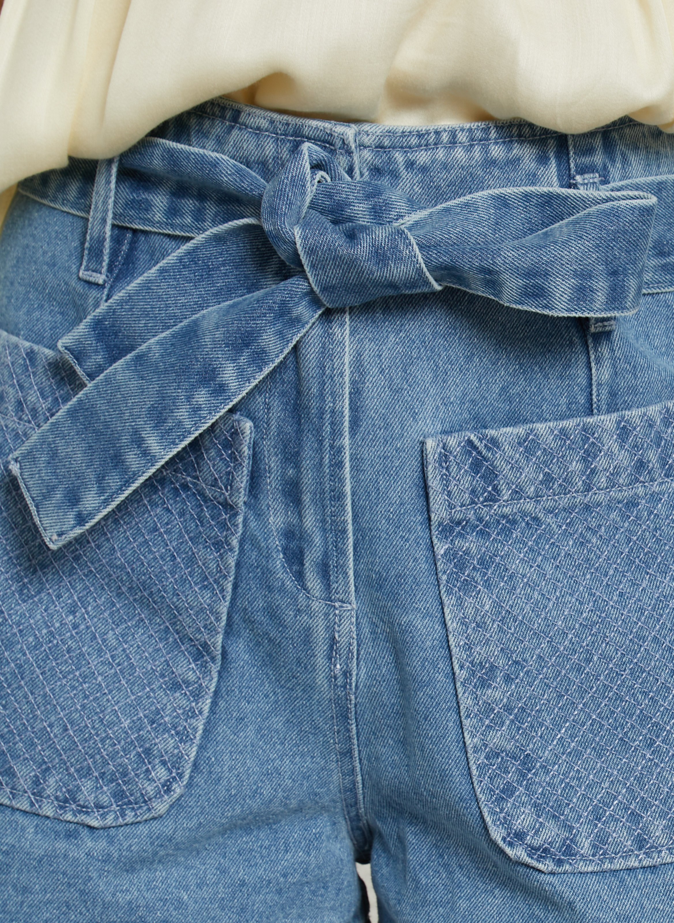 Recht, katoenen short met hoge taille LOUISE MISHA Blauw