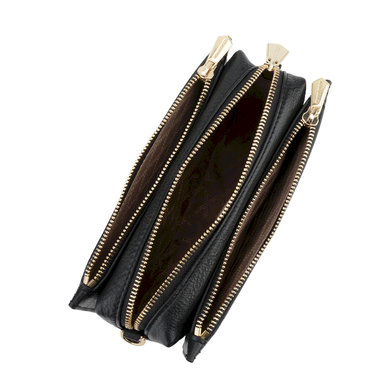 Large leather crossbody bag Black