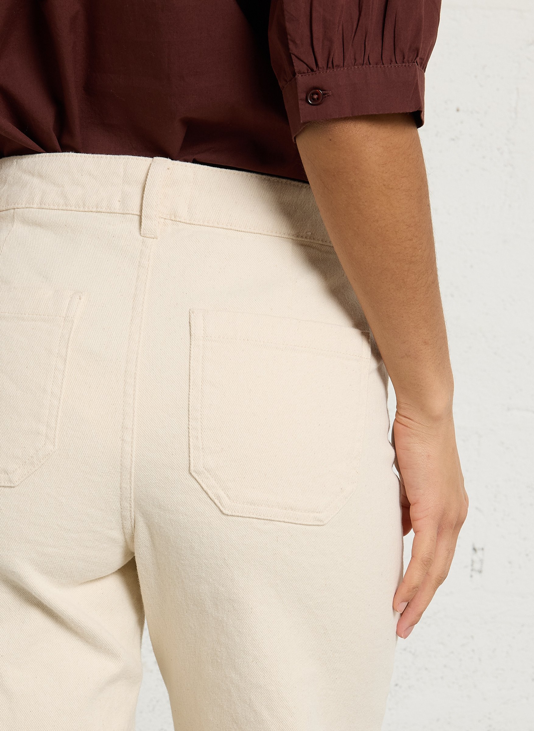 High-waisted cropped straight leg jeans MAISON 123 Beige