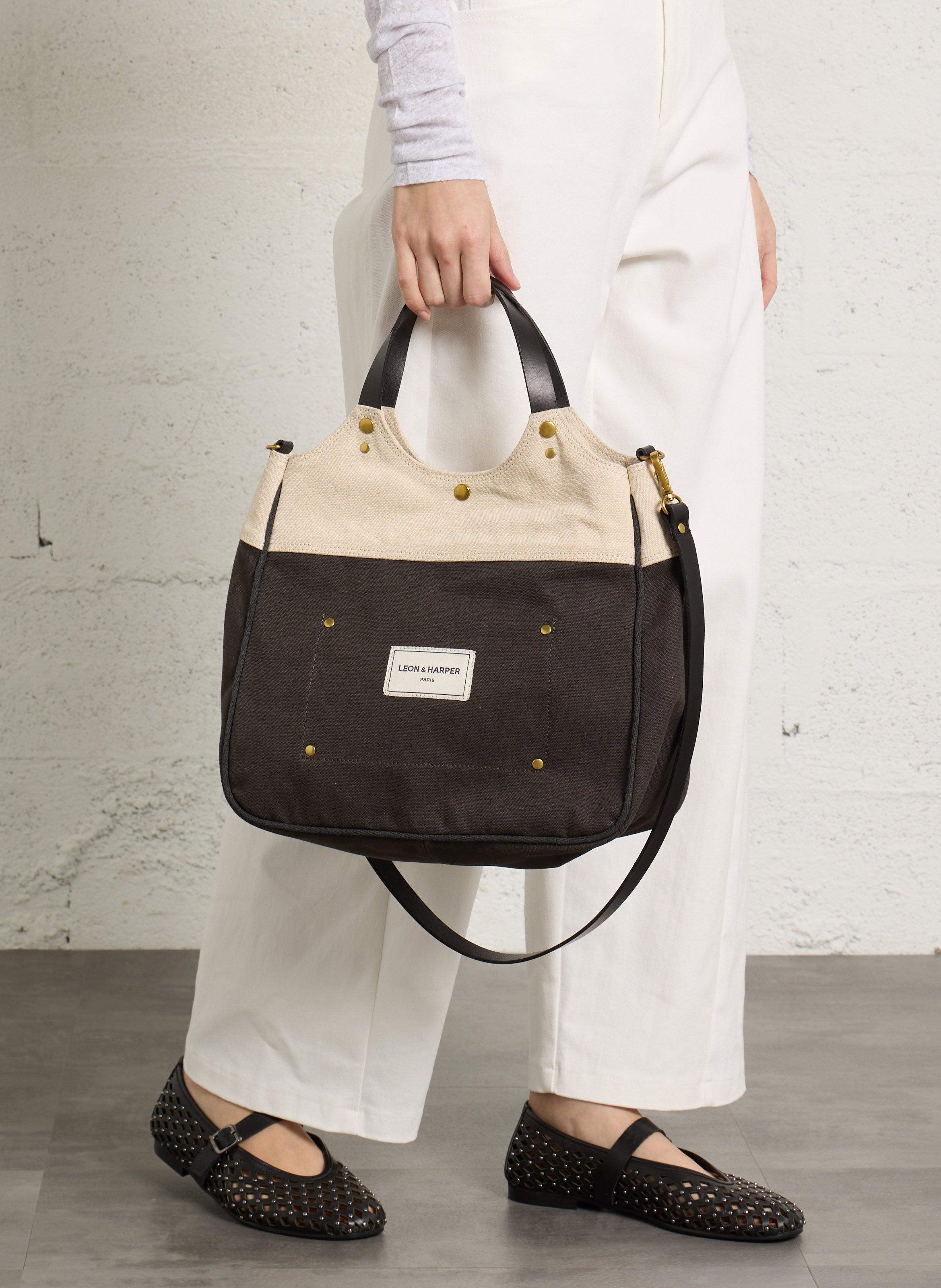 Shopper aus Baumwolle LEON & HARPER Grau