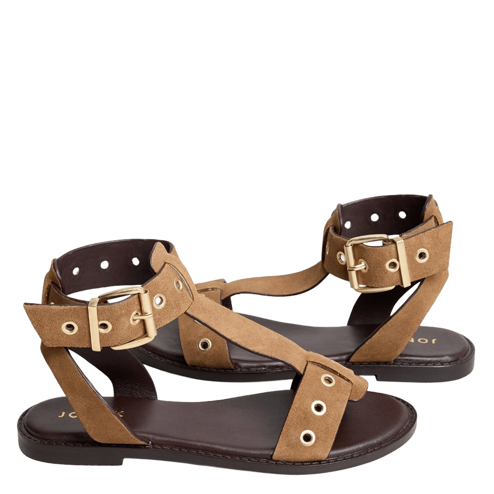 Flat soft leather sandals JONAK Brown