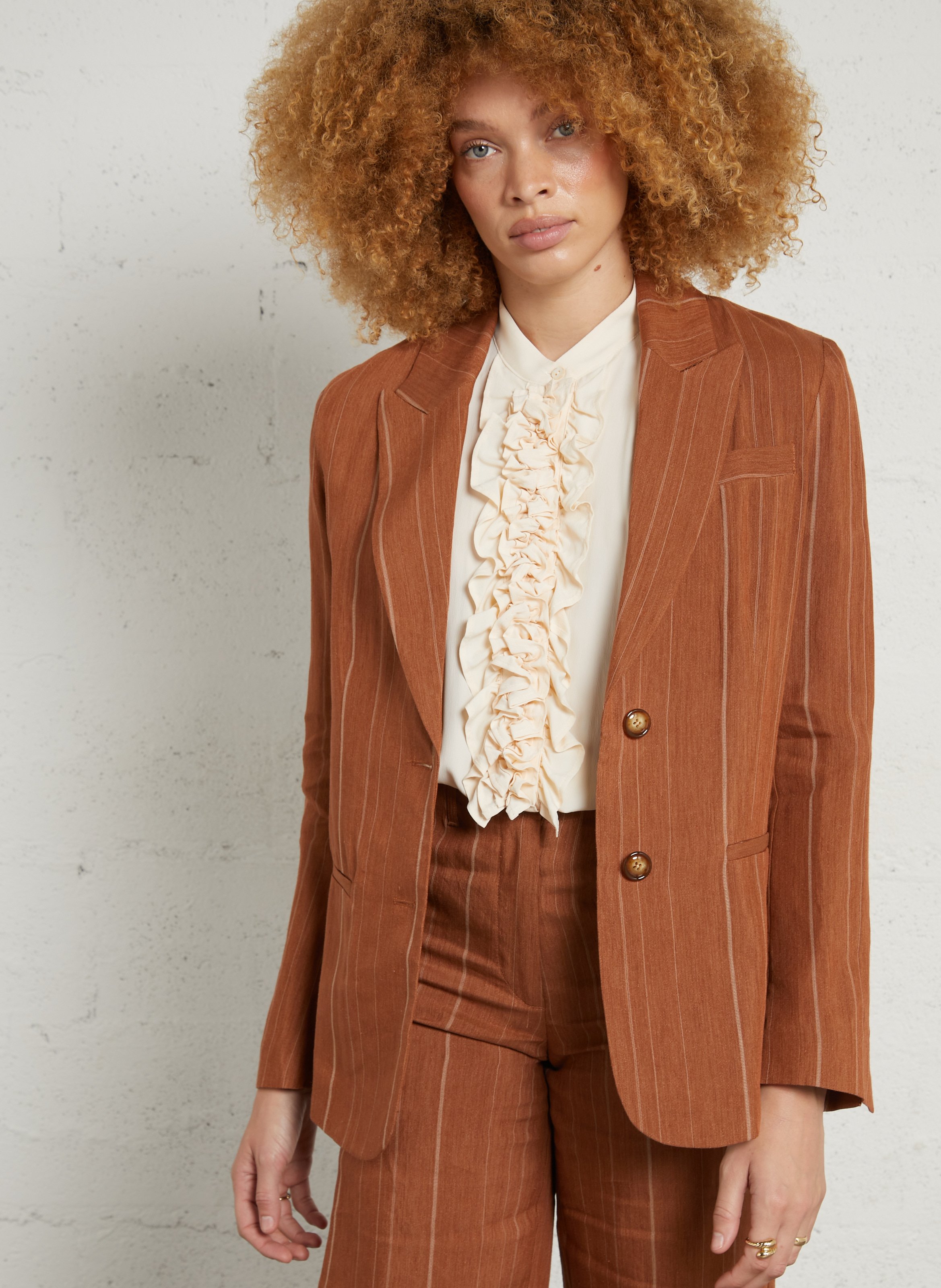Veste de tailleur à rayures MOMONI Marron