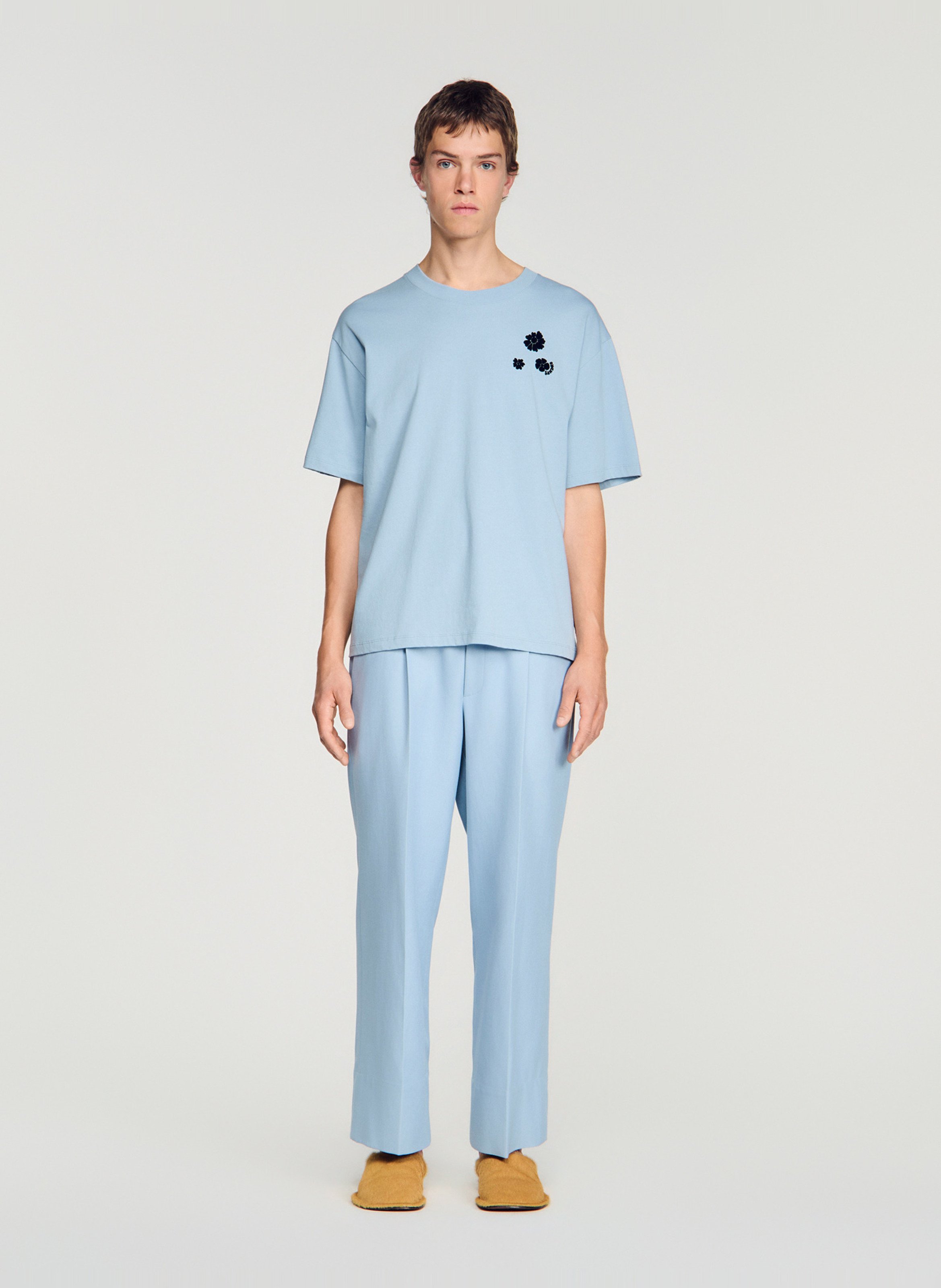 Oversized T-shirt met print aan de voorkant SANDRO Blauw