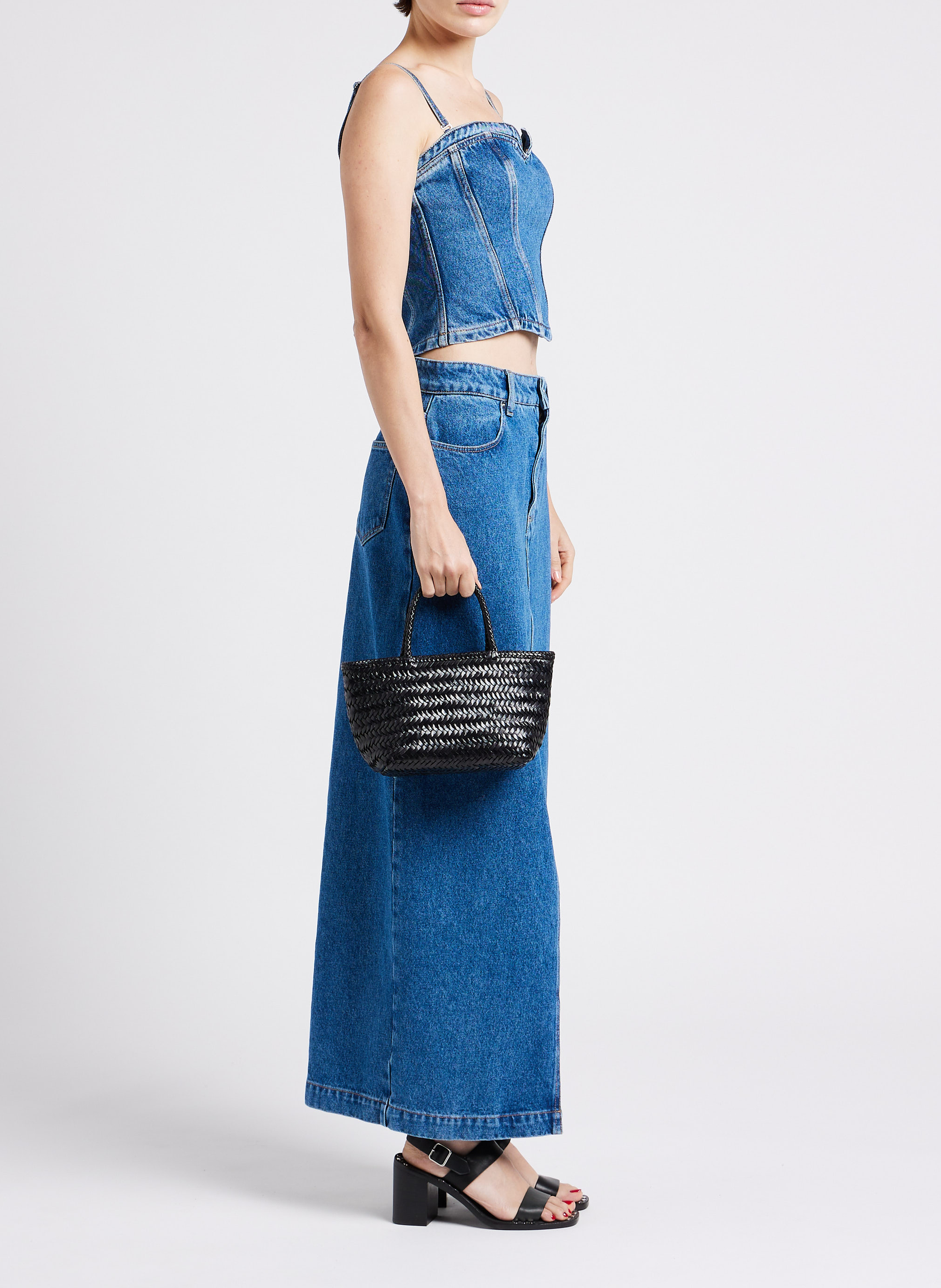 Sac panier tressé en cuir  SAISON 1865 Noir