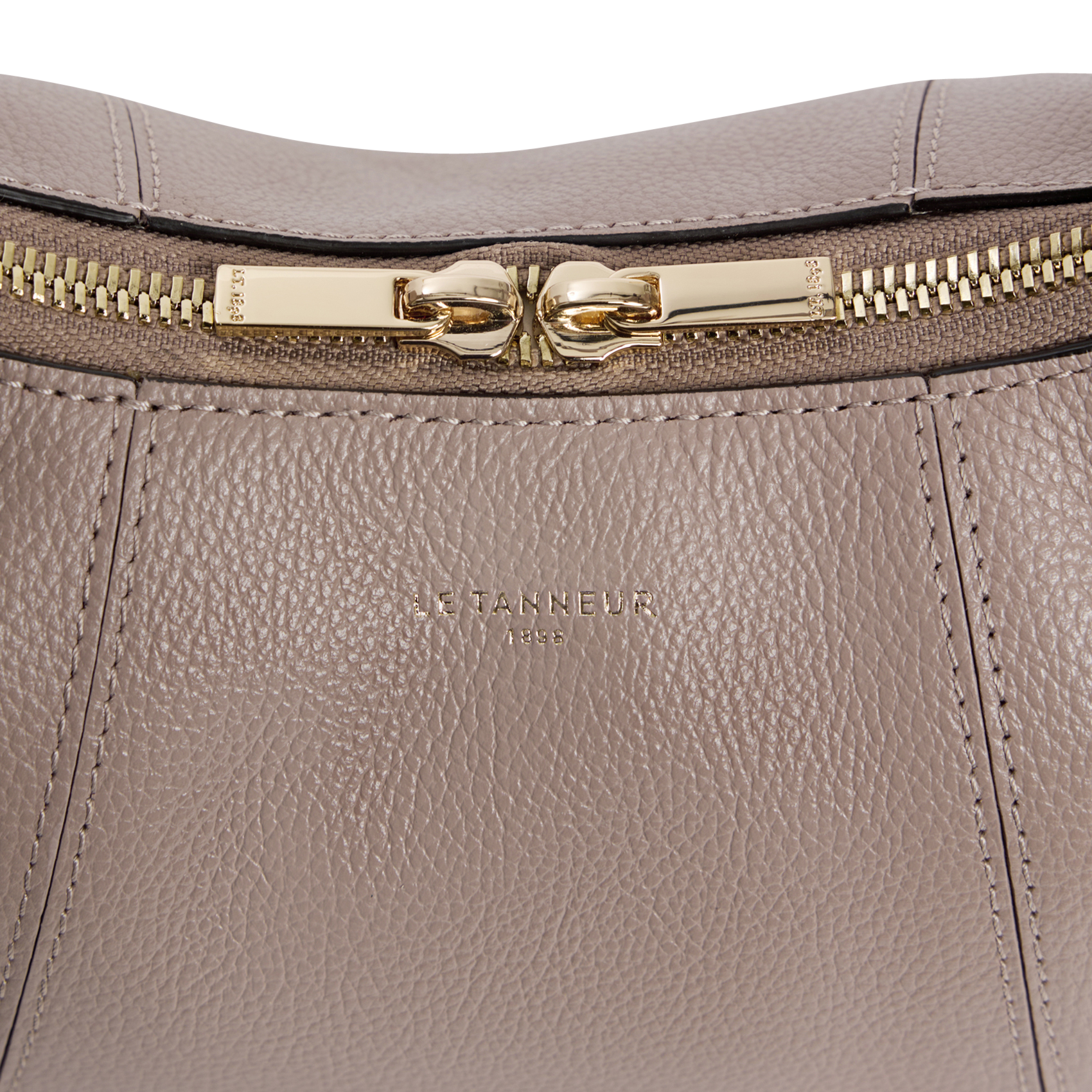 Kleine hobo tas met rits in korrelig leer | Beige LE TANNEUR Dames