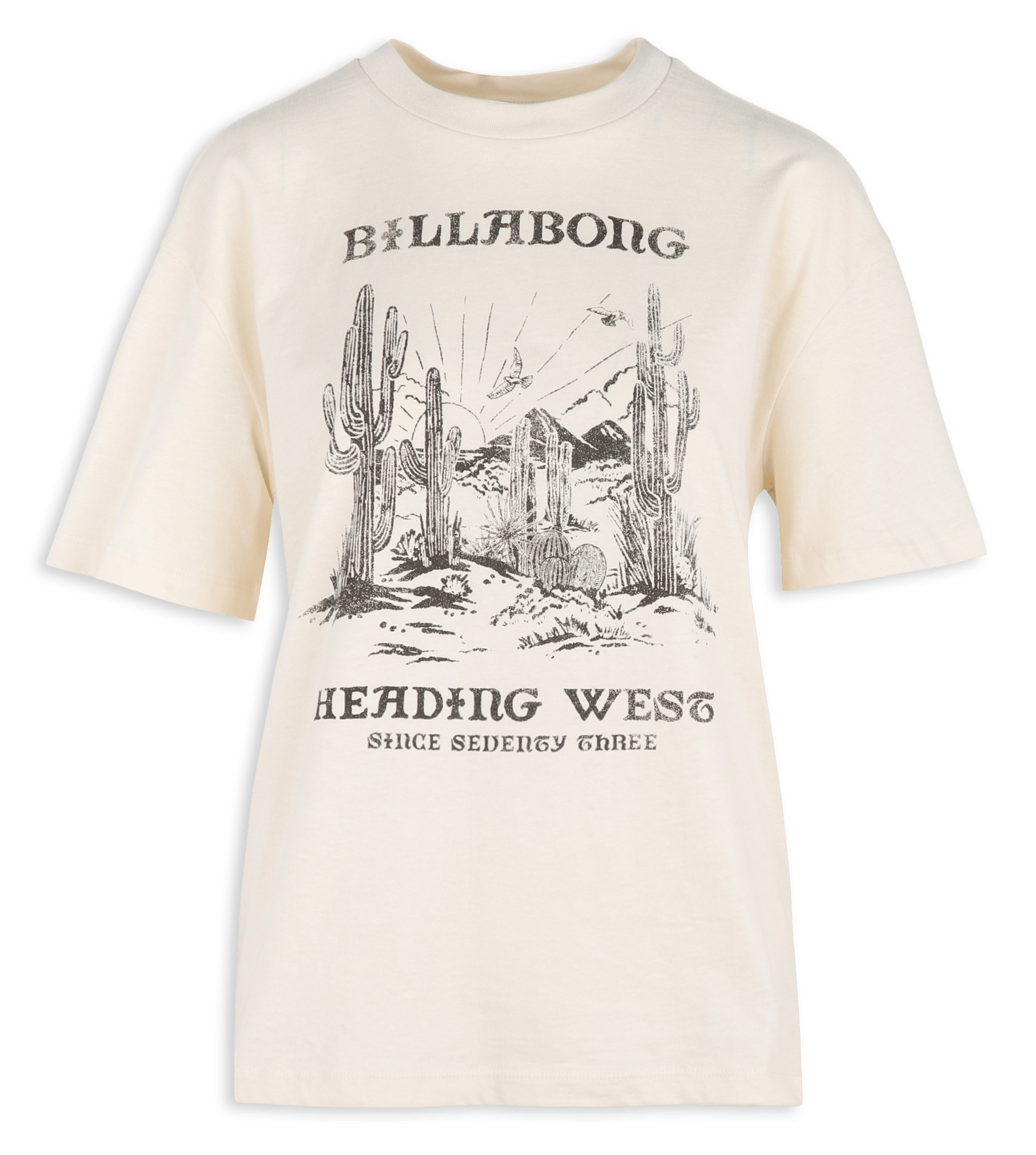 Gerader bedruckter T-Shirt aus recycelter Baumwolle BILLABONG Beige