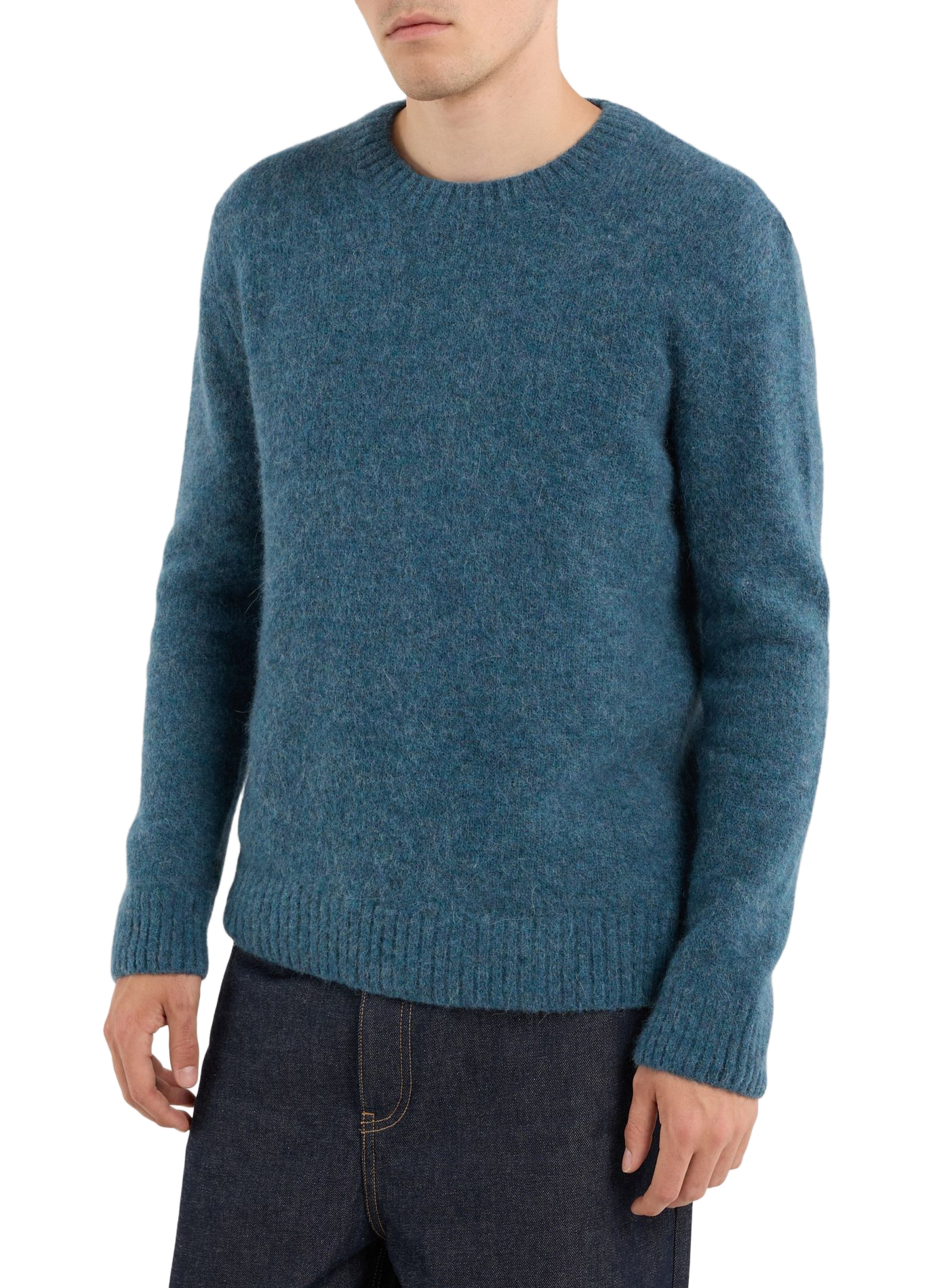 Round-neck alpaca blend sweater. | Blue SAISON 1865 Men