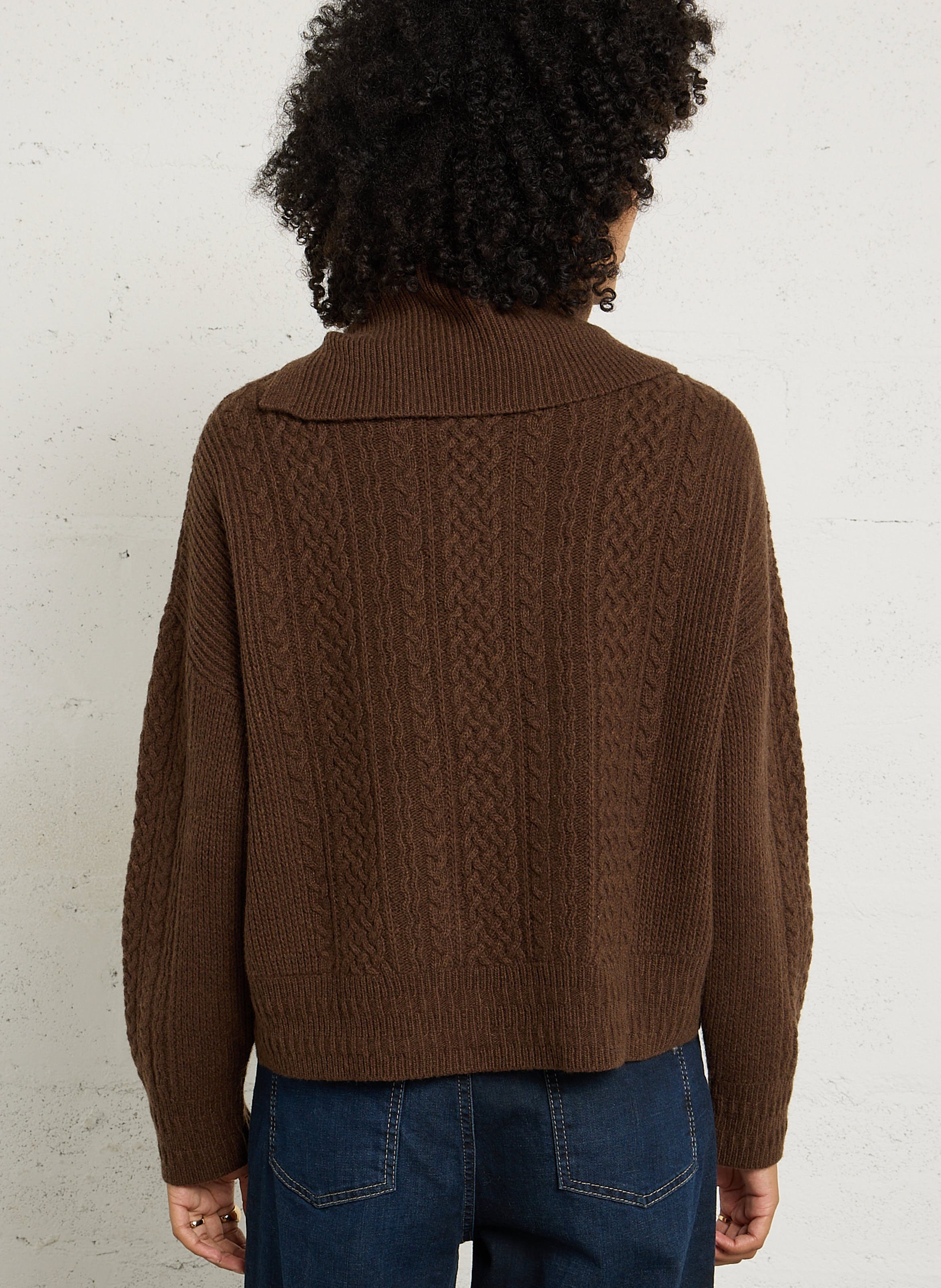 Pull ample maille en laine MAISON ANJE Marron