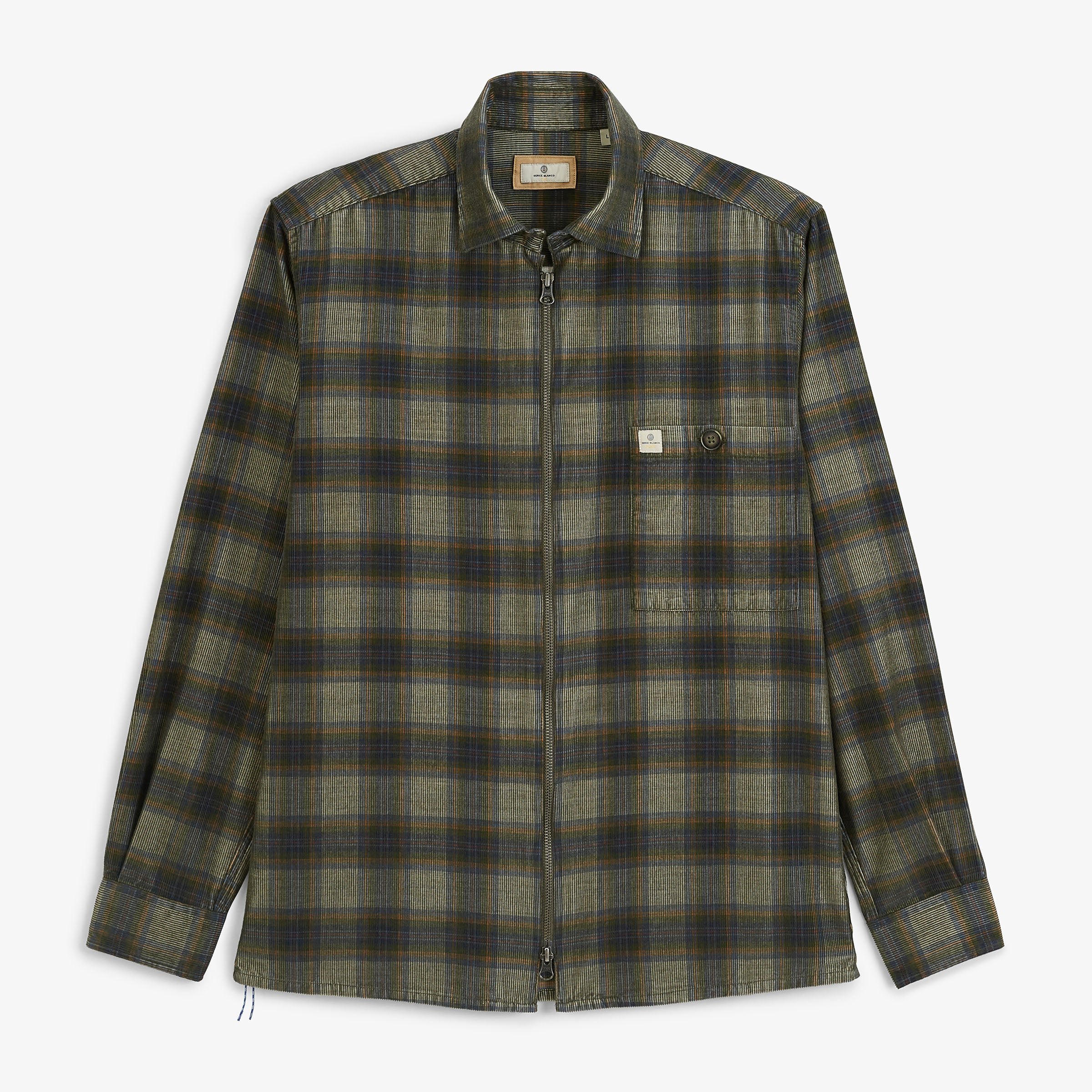 Corduroy Zip-Up Overshirt Green Checkered by sbplay SERGE BLANCO Green
