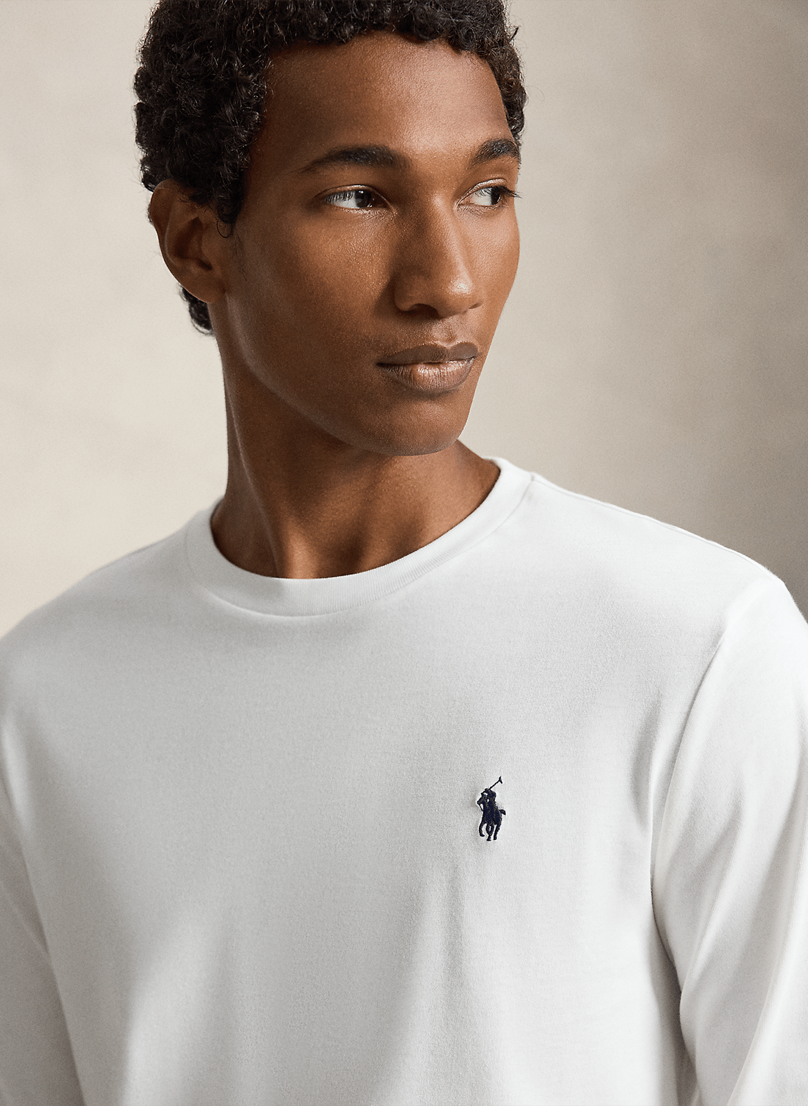 Mottled round-neck cotton-blend T-shirt POLO RALPH LAUREN White