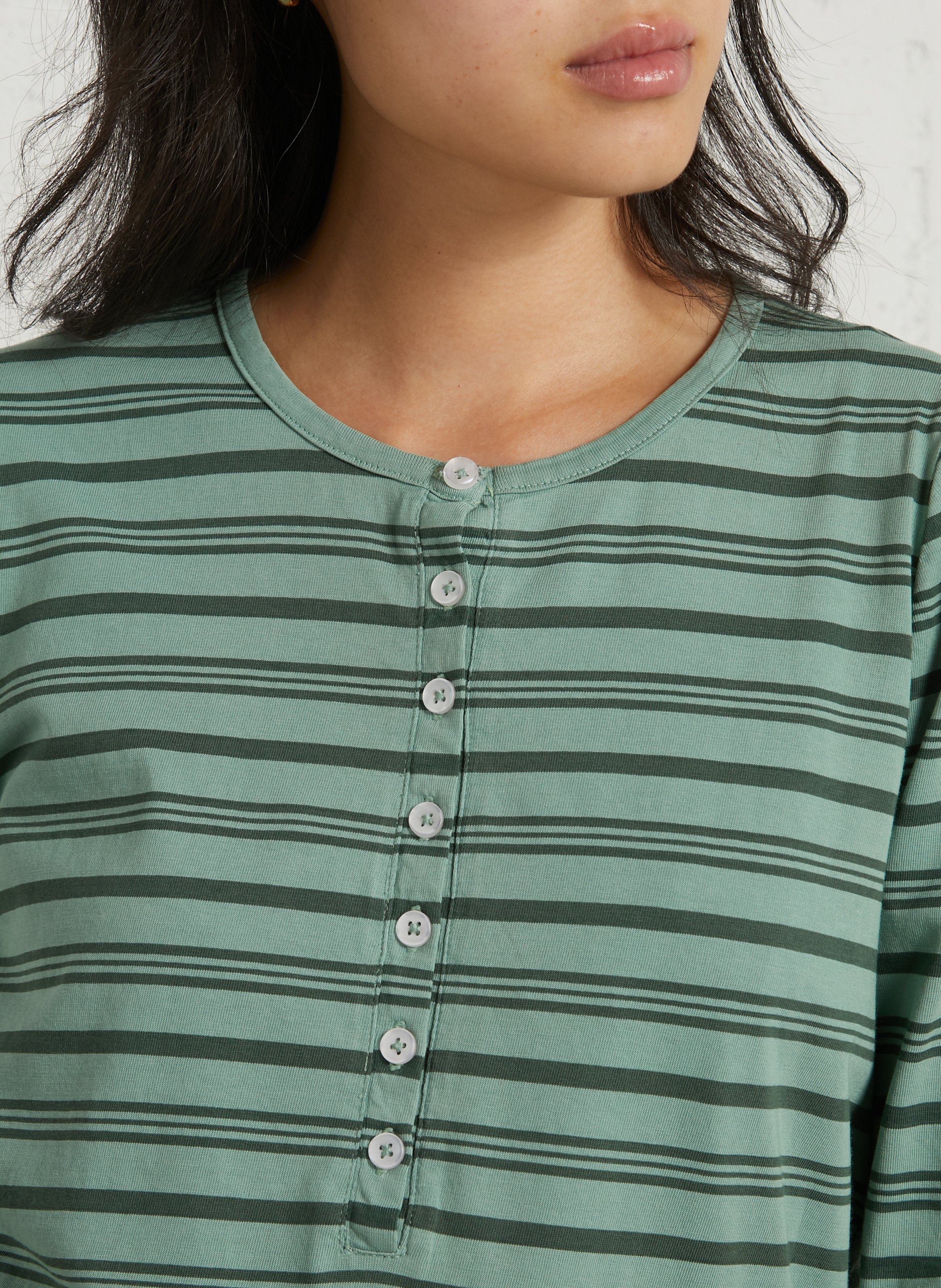T-shirt rayé en coton bio LEON & HARPER Vert