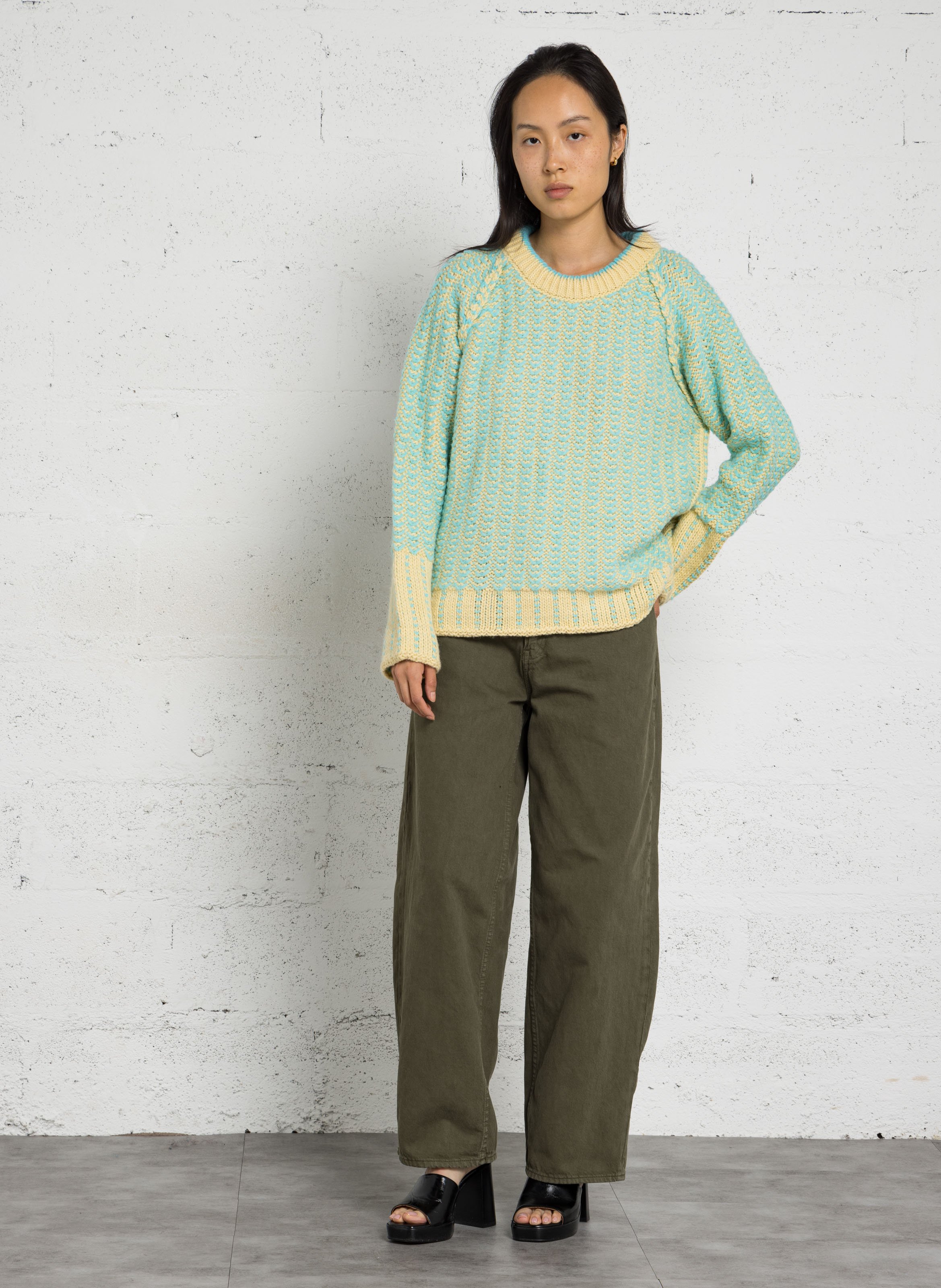 Pull ample col rond en maille DR BLOOM Bleu