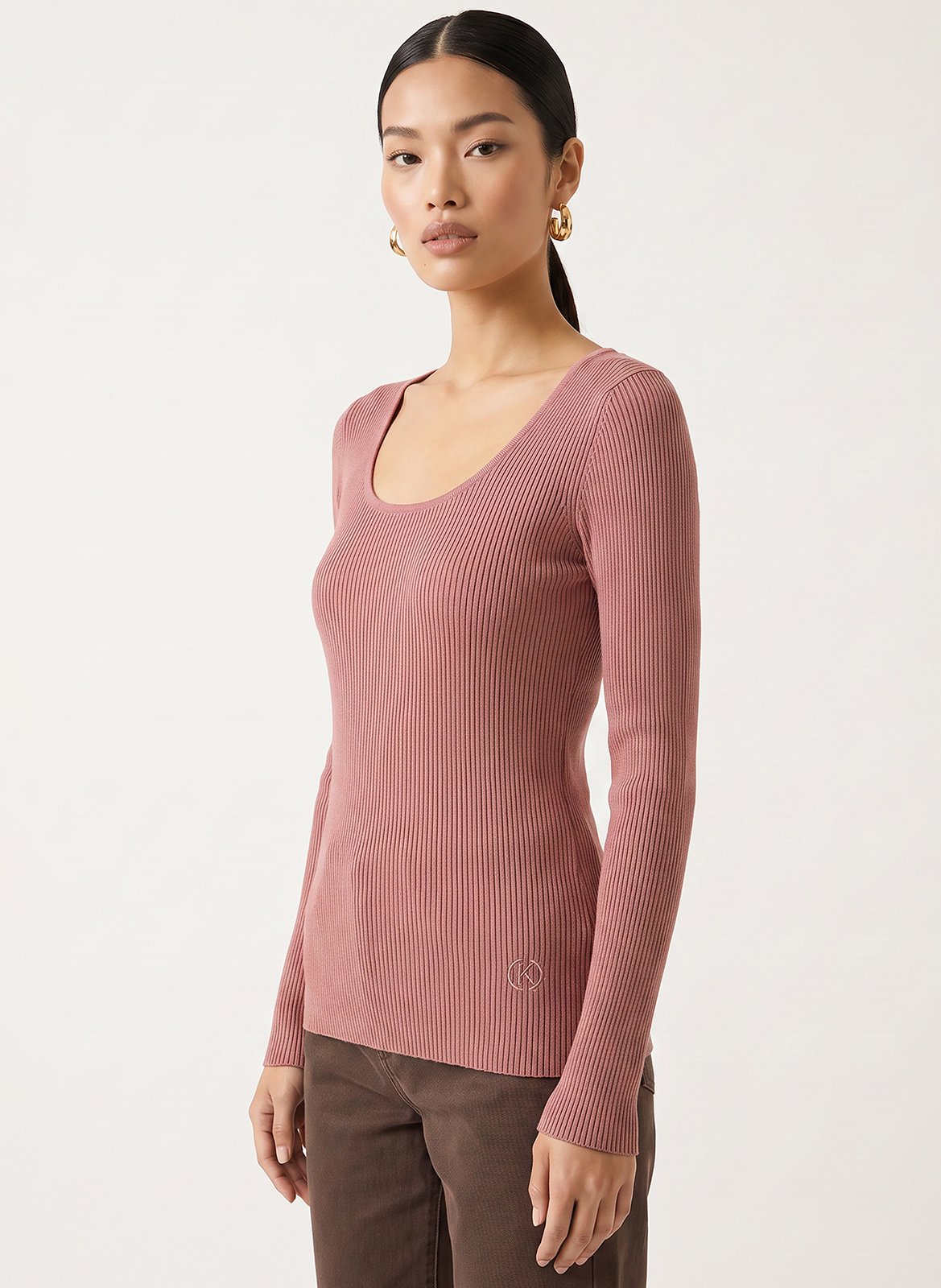 Taillierter Pullover mit Rundhalsausschnitt KOOKAI Rosa