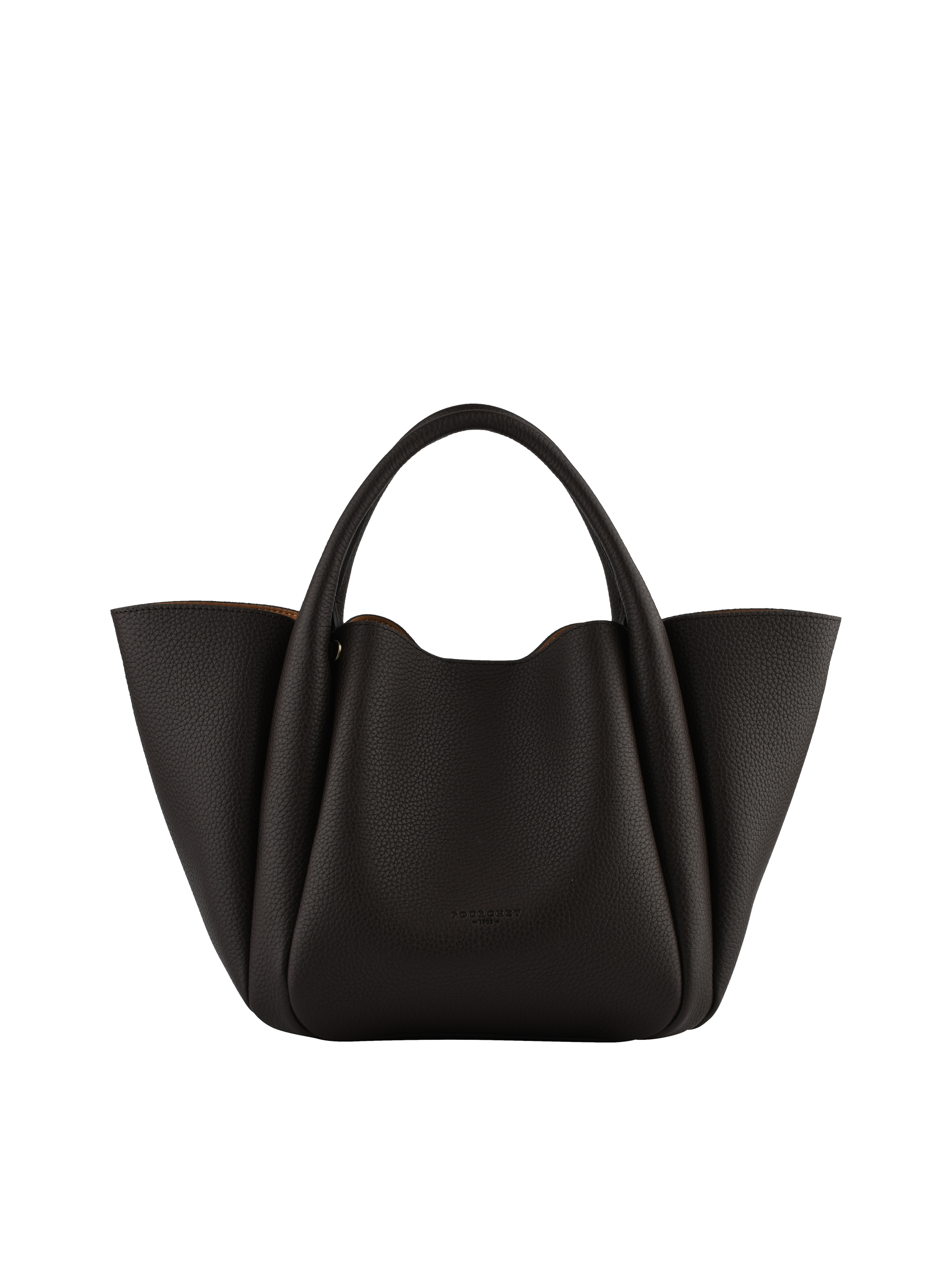 Calfskin leather handbag POURCHET Brown