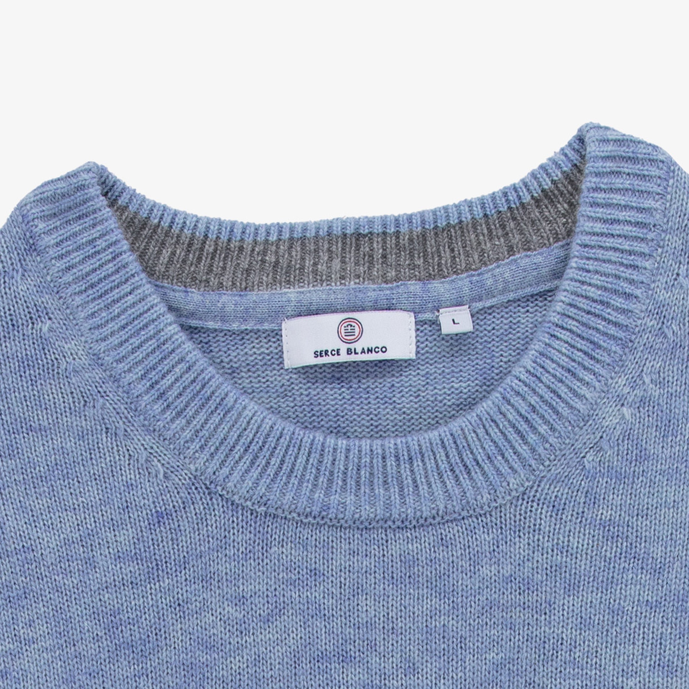 Round-neck wool-blend sweater SERGE BLANCO Blue