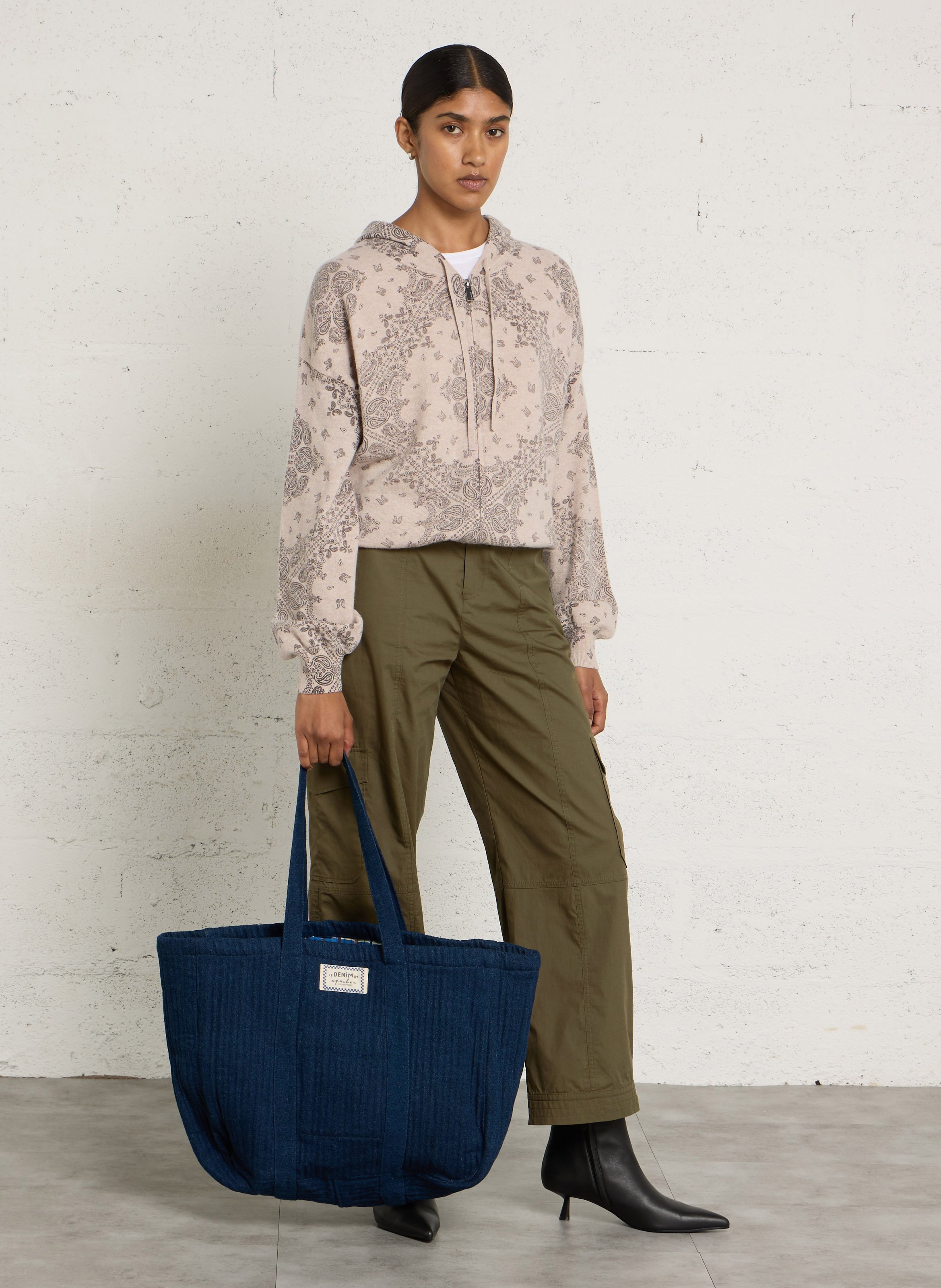 Gewatteerde katoenen shopper APACHES COLLECTIONS Blauw