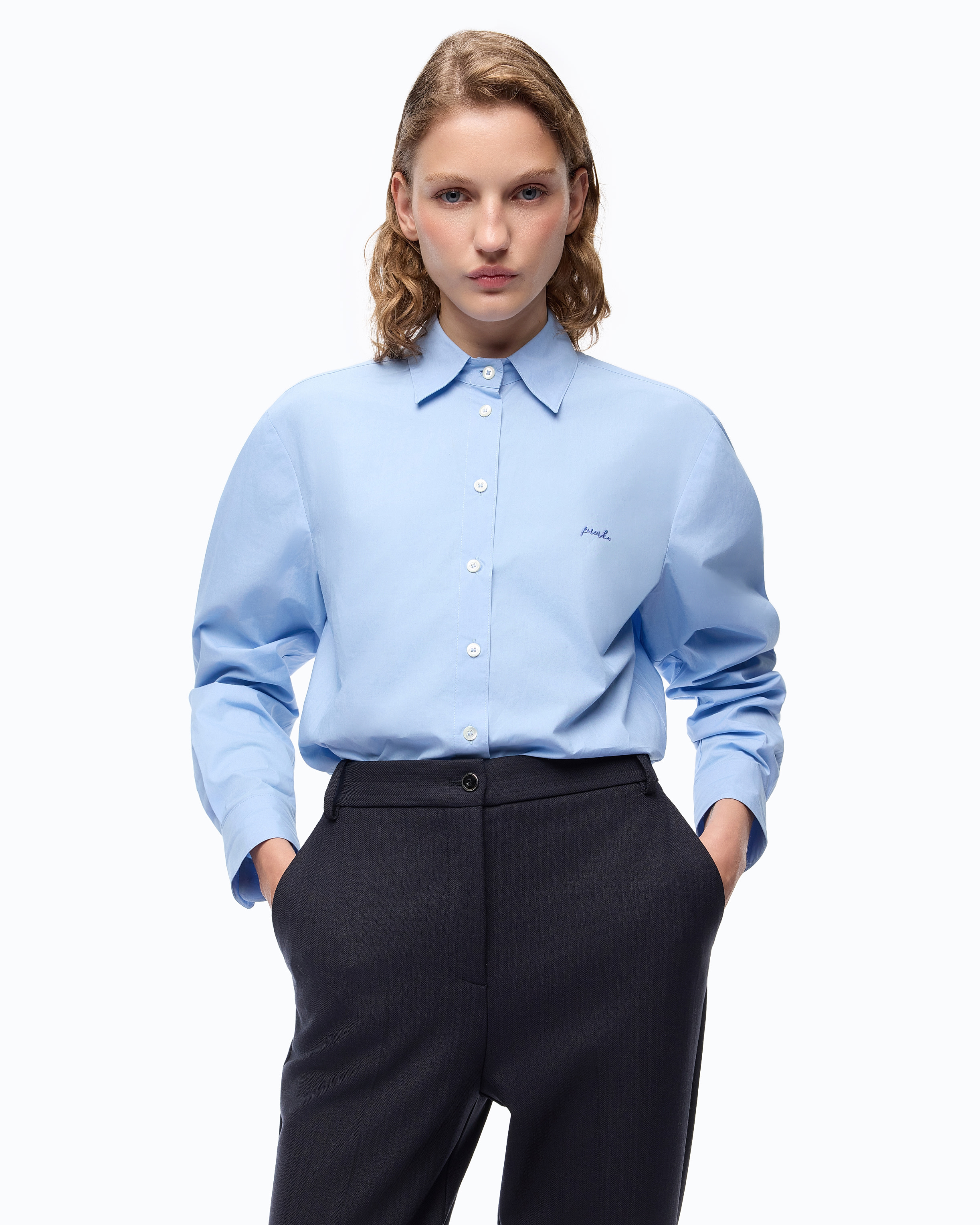 Boxy poplin shirt PINKO Blue
