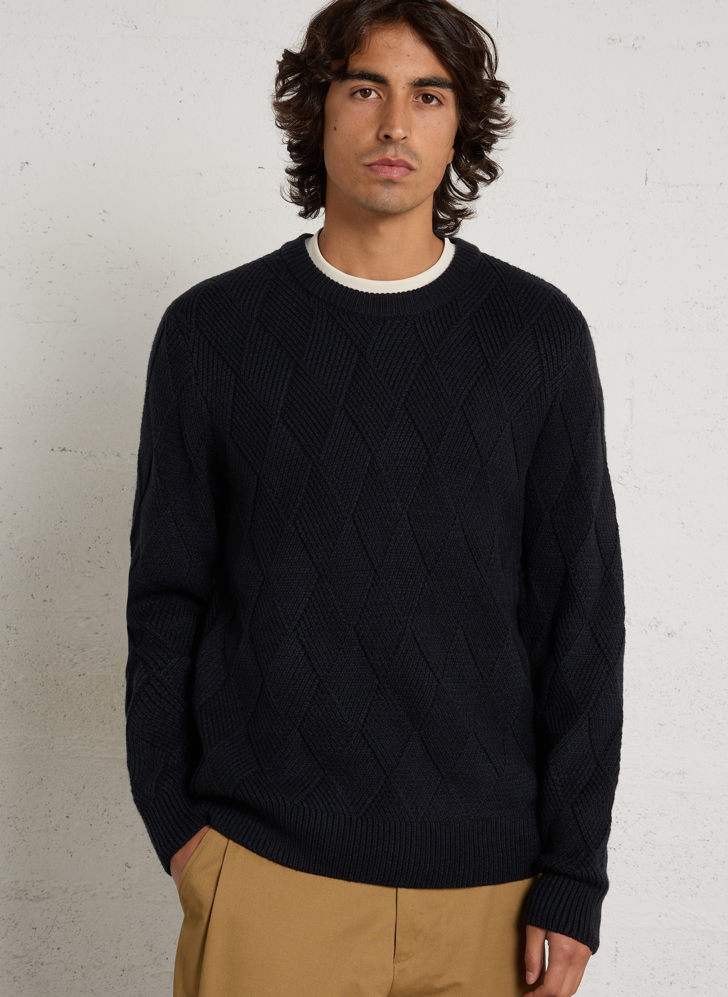 Gerade geschnittener Rundhalspullover aus Strick CASUAL FRIDAY Blau