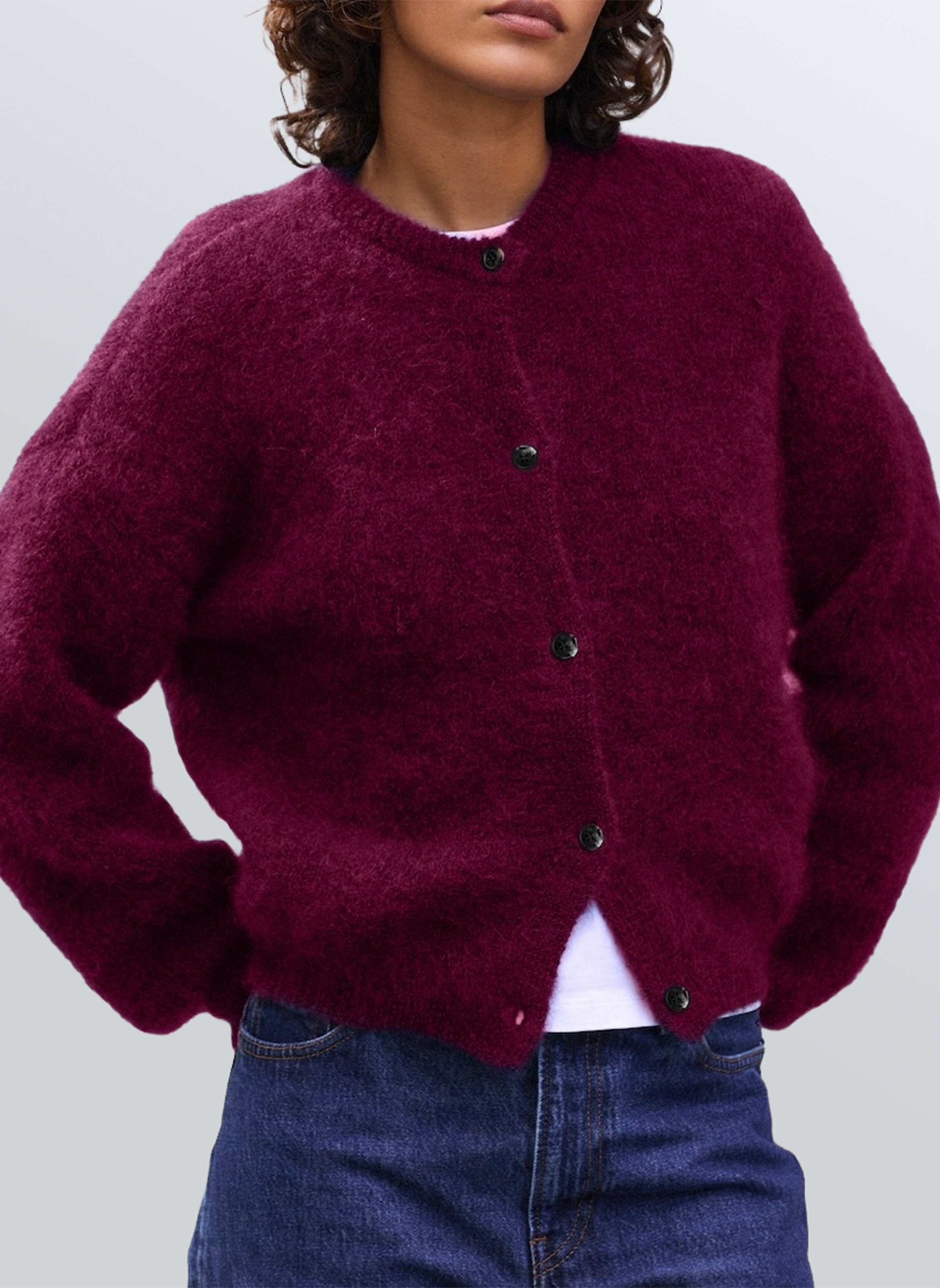 Oversized round neck mohair blend vest SURPRISE