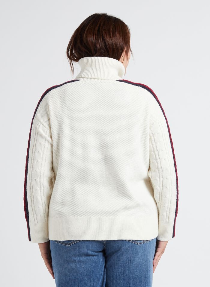 Knitted Turtleneck Straight-cut Sweater Ecru Tommy Hilfiger - Women