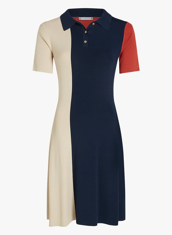 Midi Straight Dress With Polo Collar Global Stp color Blocked Tommy Hilfiger Women WW0WW42712 03K GLOBAL STP COLOR BLOCKED Place des Tendances United Kingdom