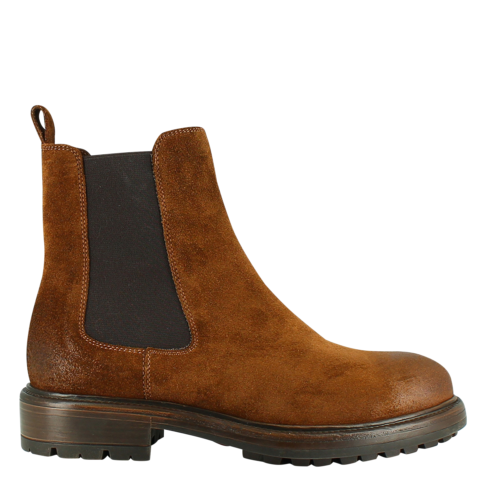 Bottines crantées en cuir velours JONAK Marron