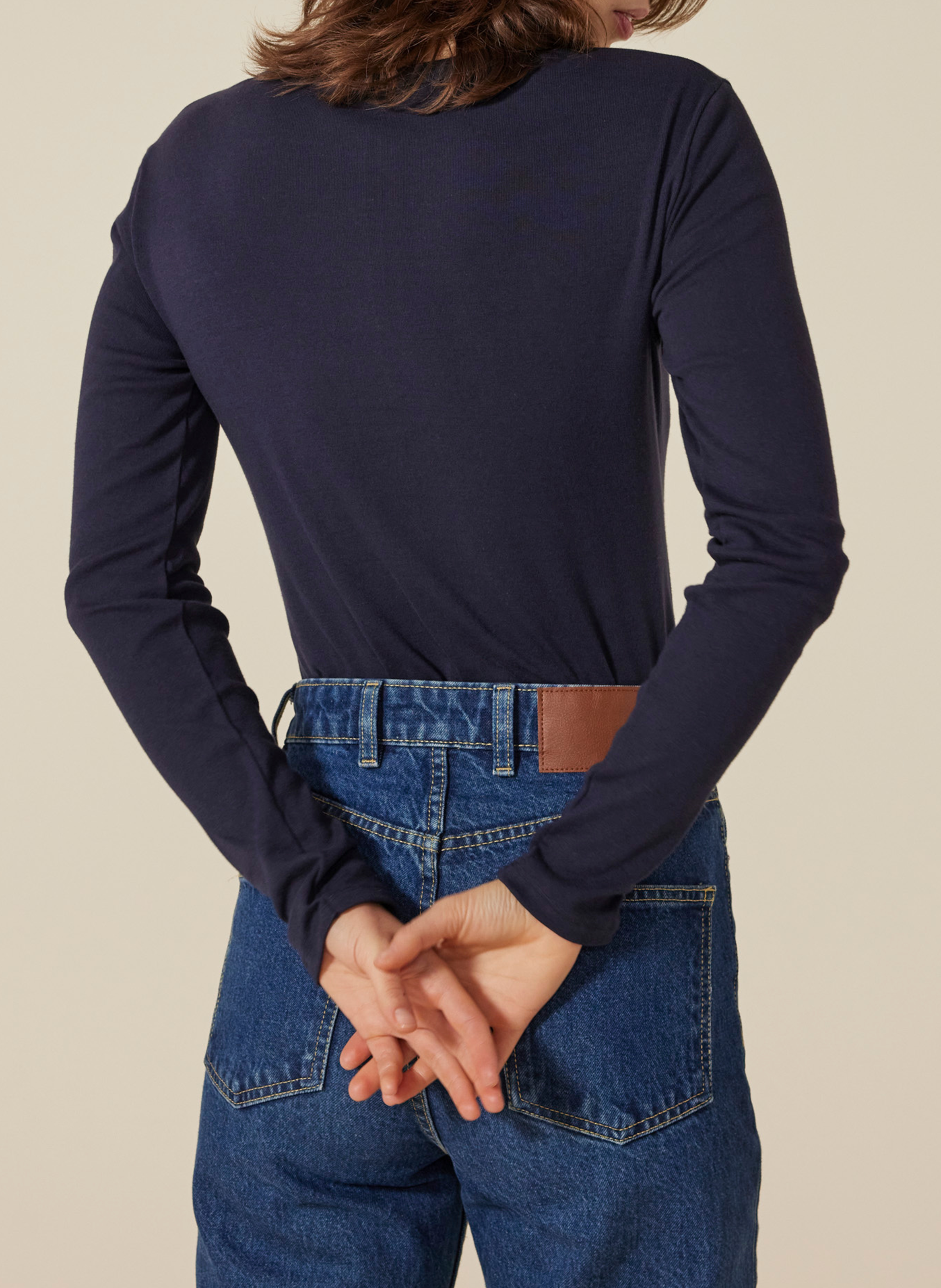 Tee-shirt col rond en coton PETIT BATEAU Bleu