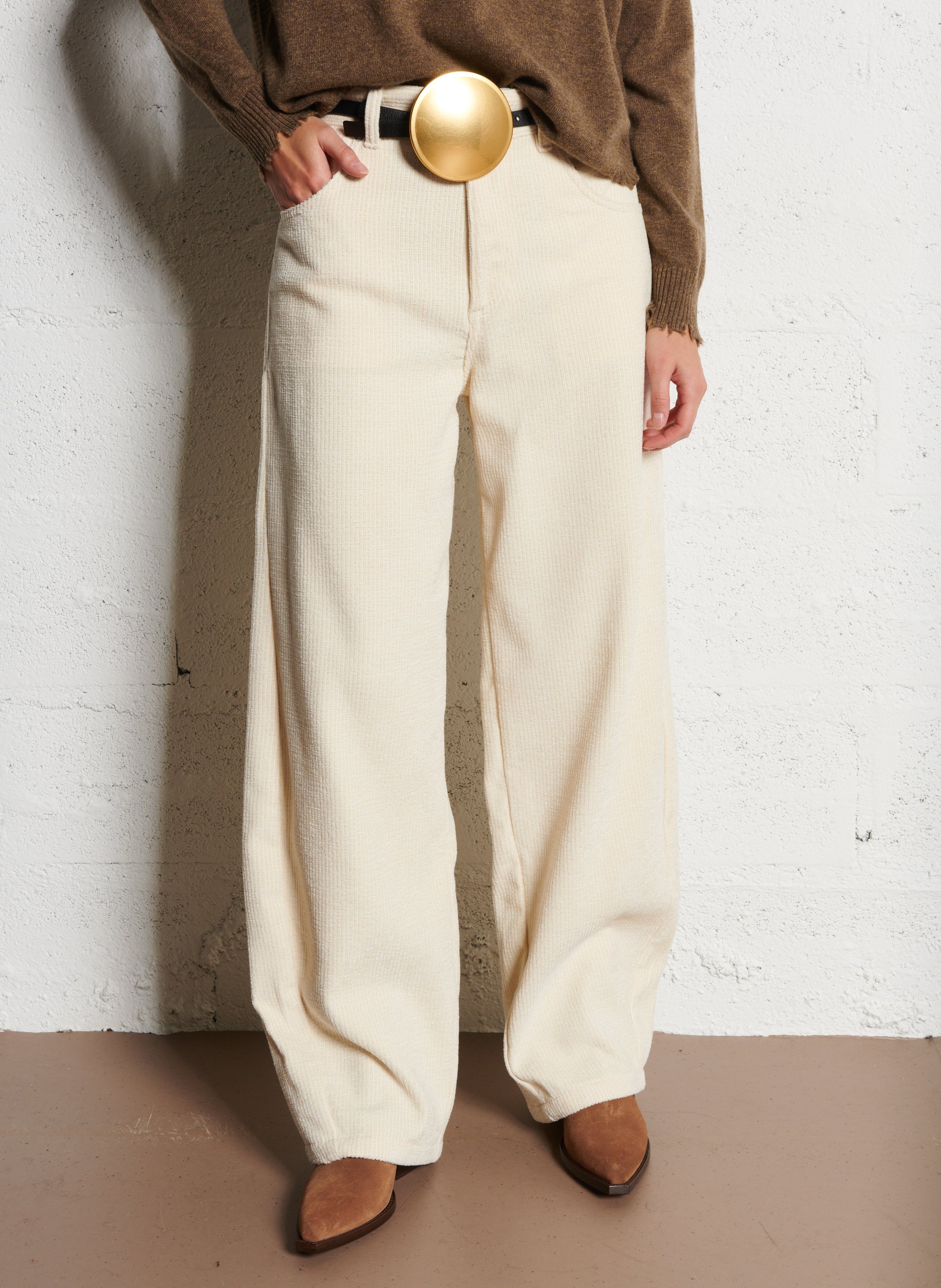 Rechte corduroy jeans MARGAUX LONNBERG Wit