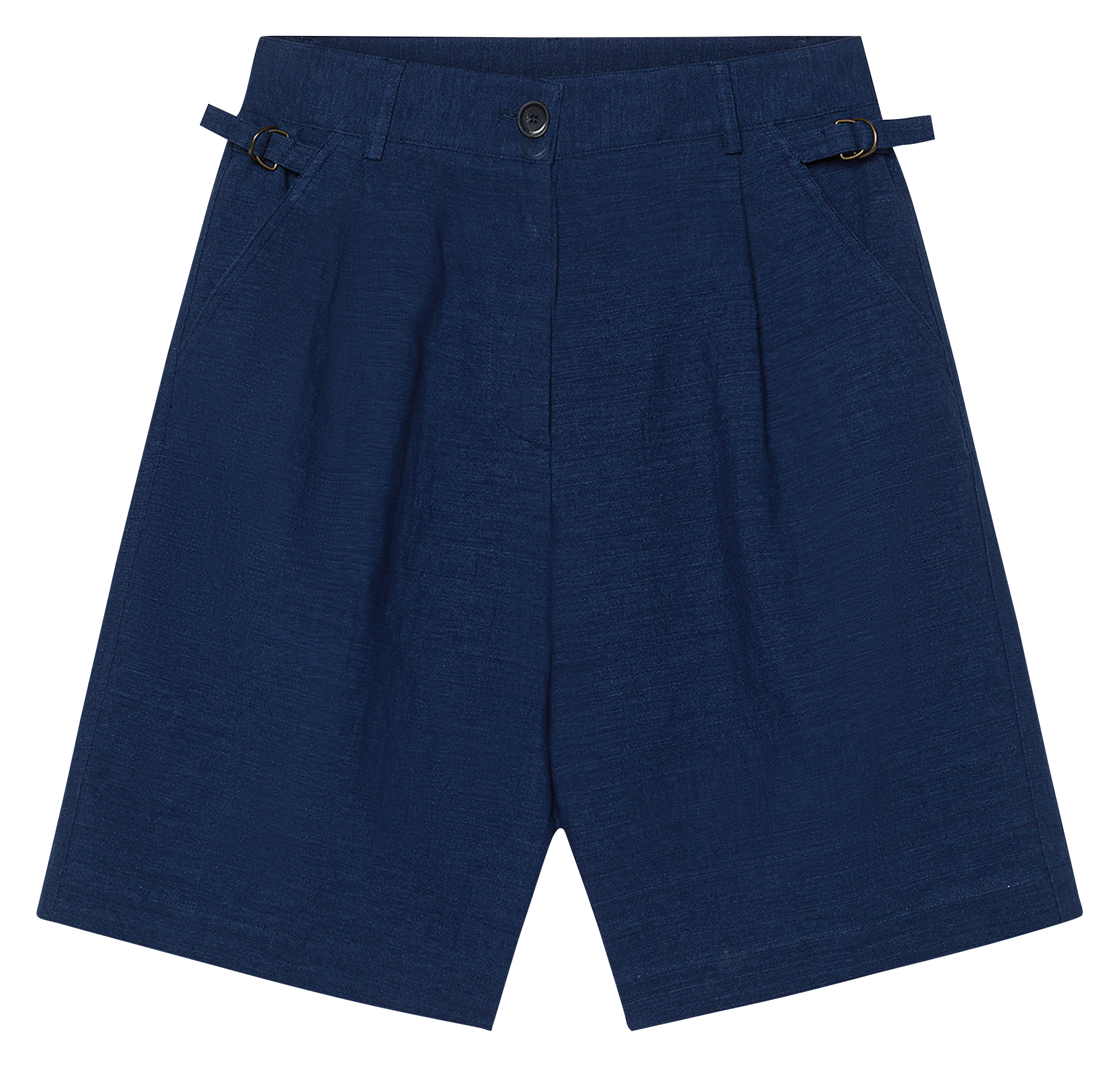 Bermuda large en lin et coton POMANDERE Bleu