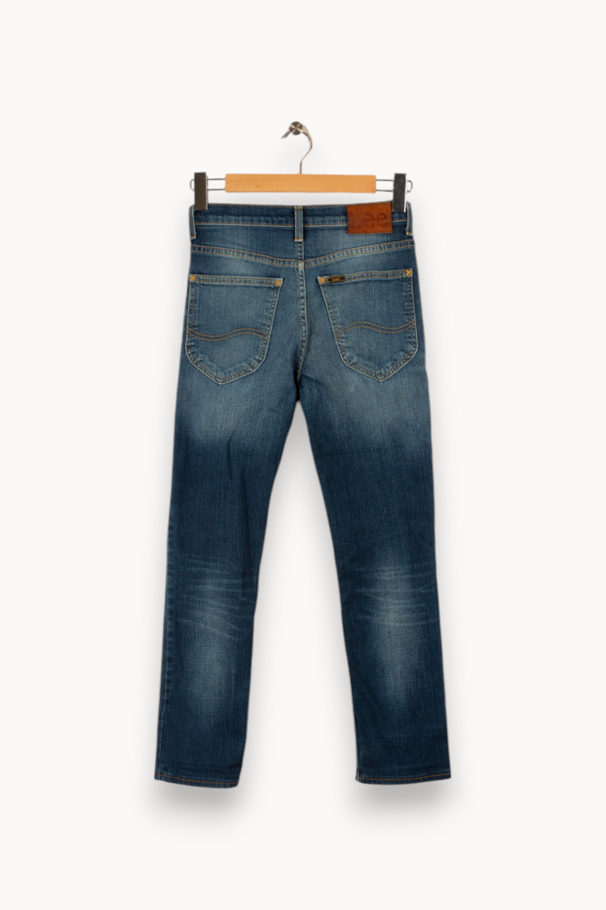 Cropped slim jeans with studs LEE - Seconde Main Blue