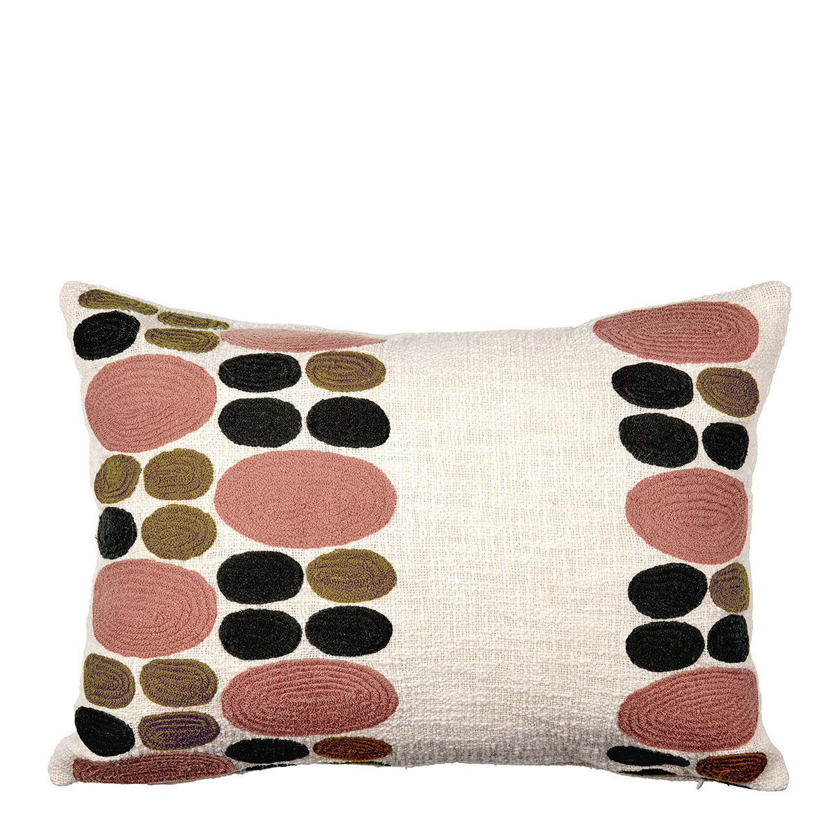 Embroidered polycotton cushion cover BLANC D'IVOIRE Multicolored