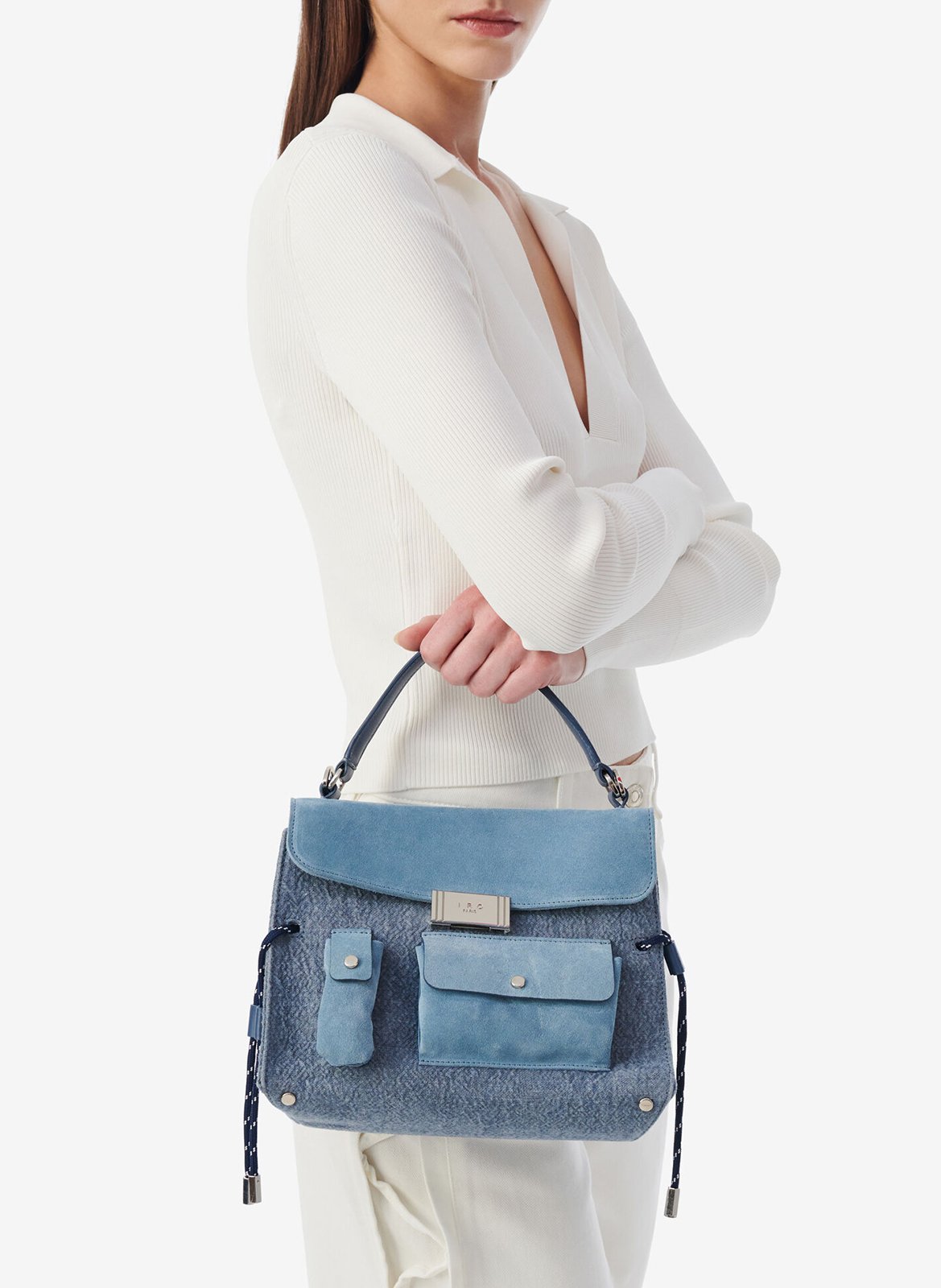 Crossbody bag in blended linen IRO Blue