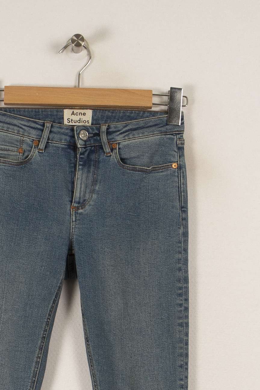 Cropped slim jeans with studs ACNE STUDIOS - Seconde Main Blue