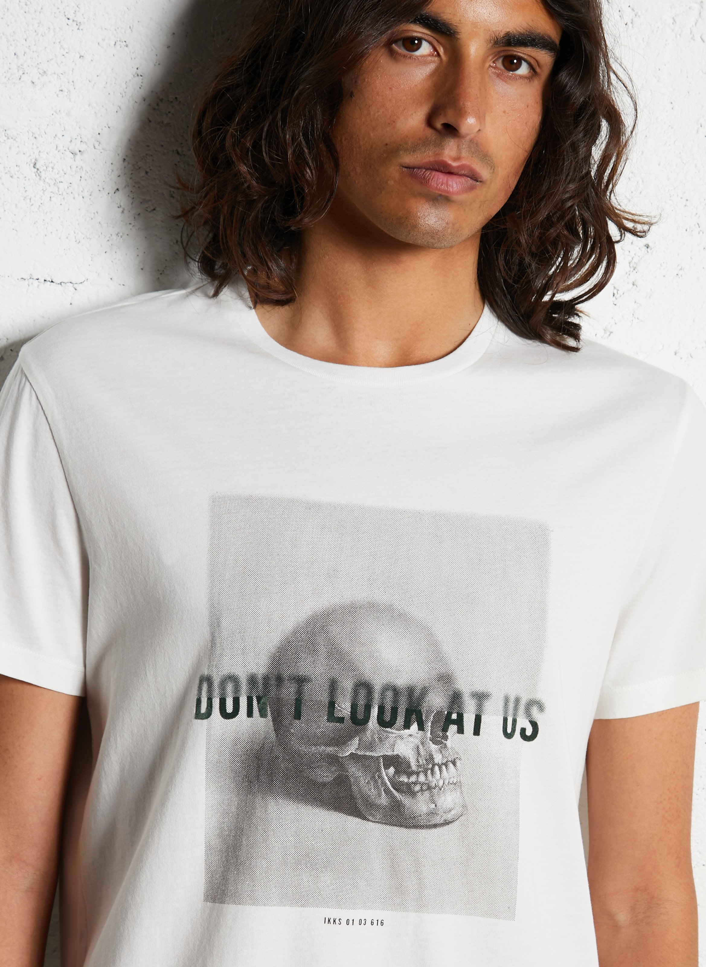 Straight-cut printed cotton T-shirt IKKS White