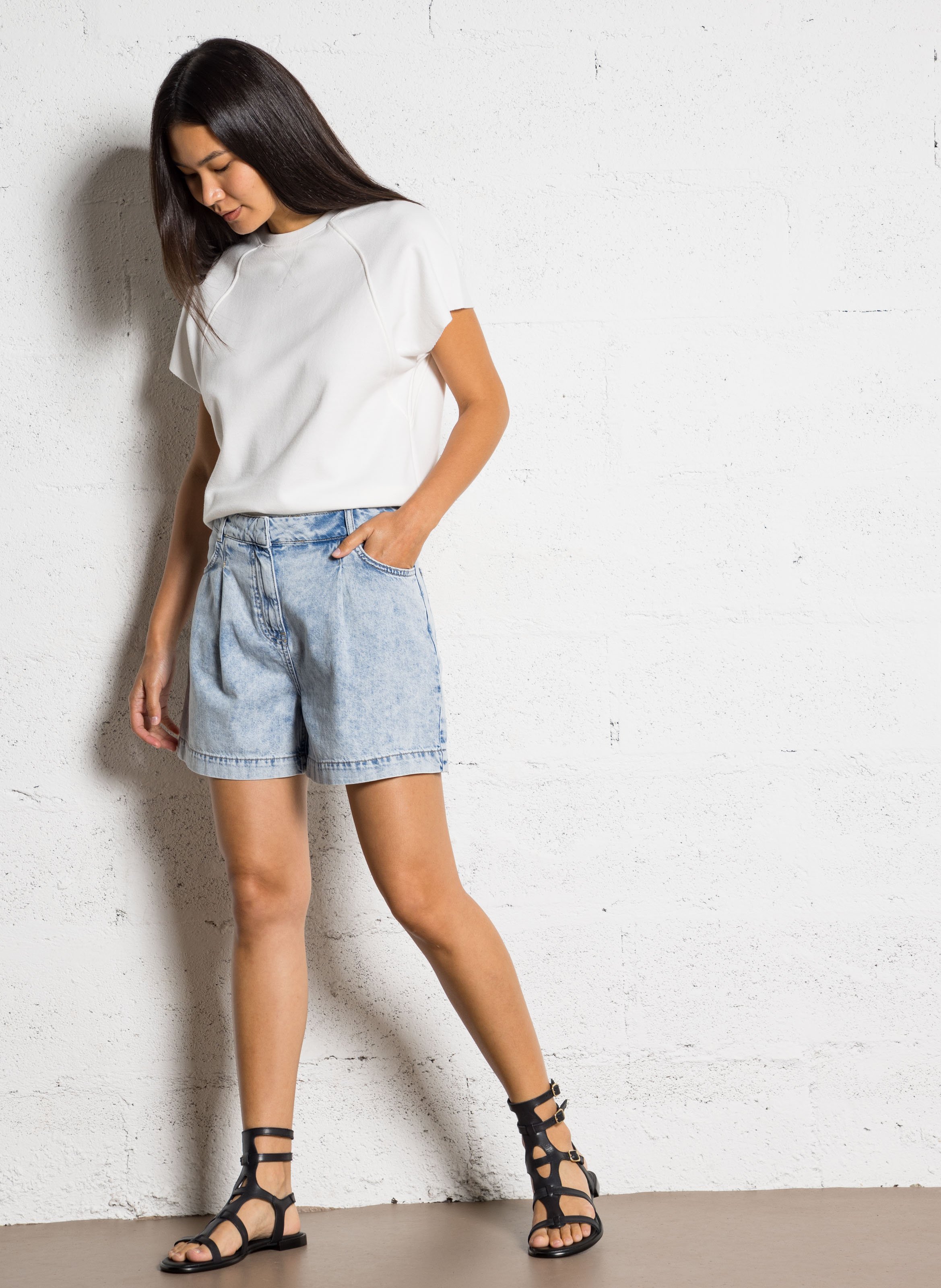 Sweat col rond en coton IKKS Blanc