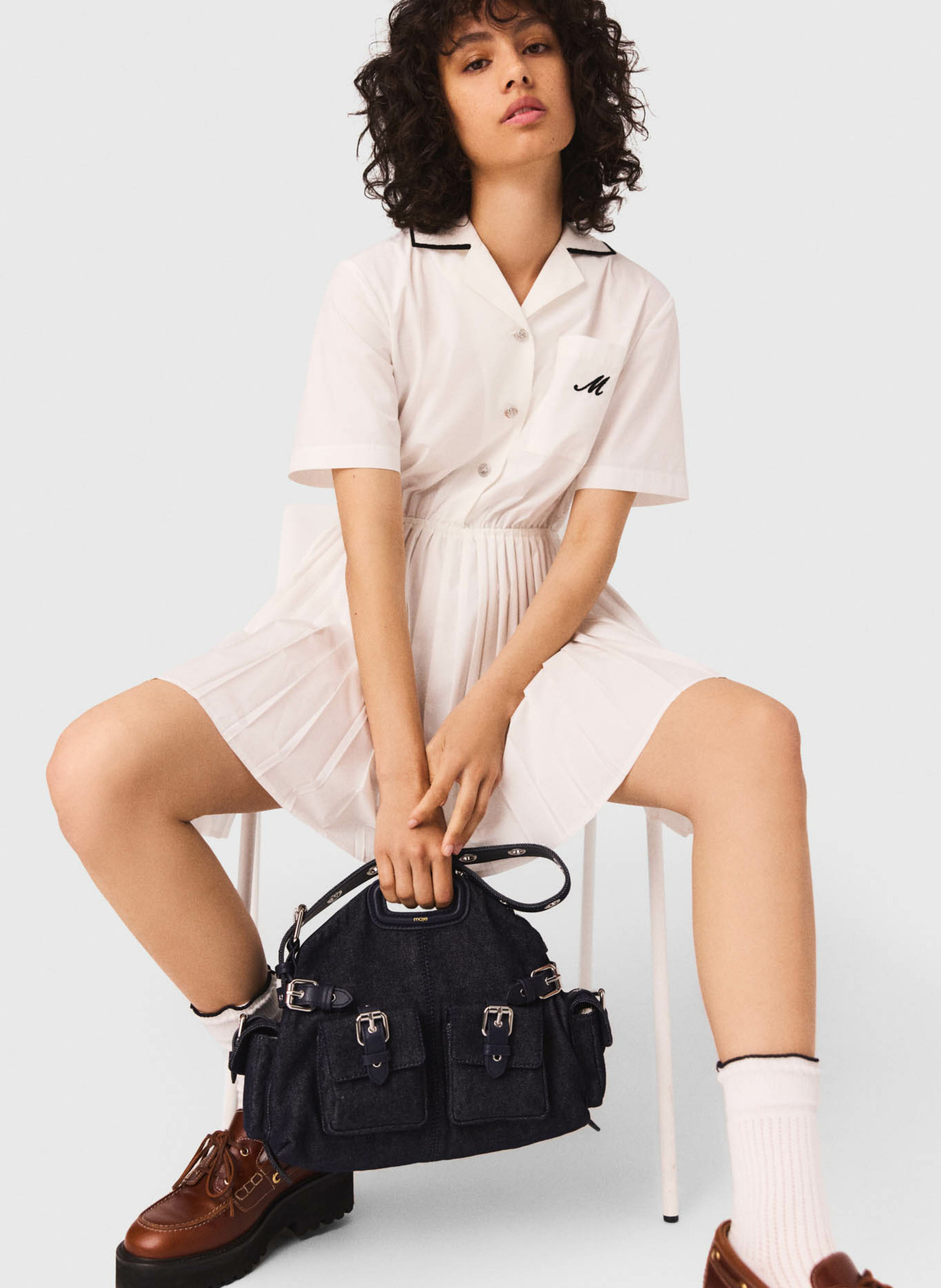 Short dress with shirt collar MAJE White