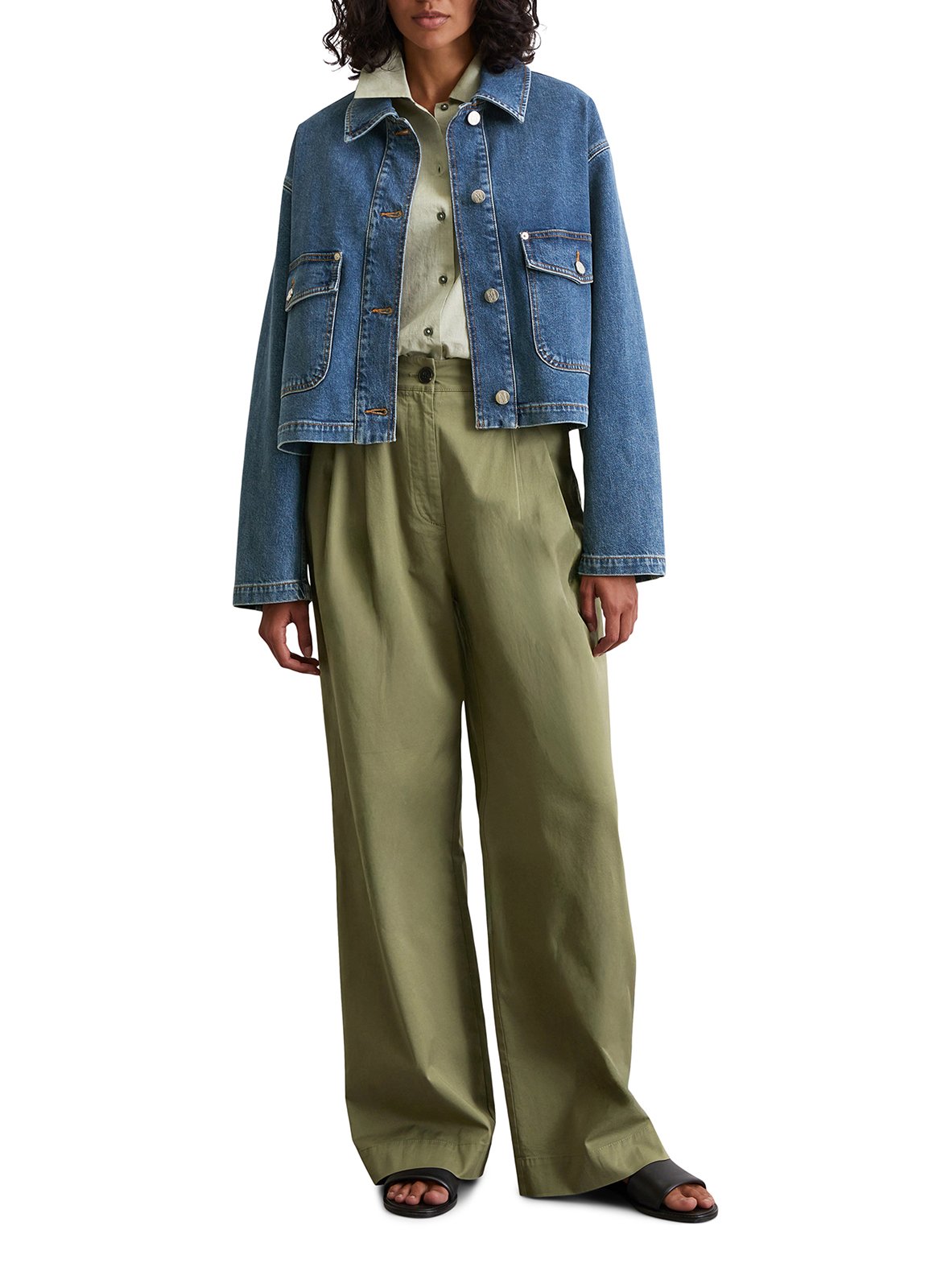 Veste col classique en denim de coton mélangé MARC O&#039;POLO Bleu