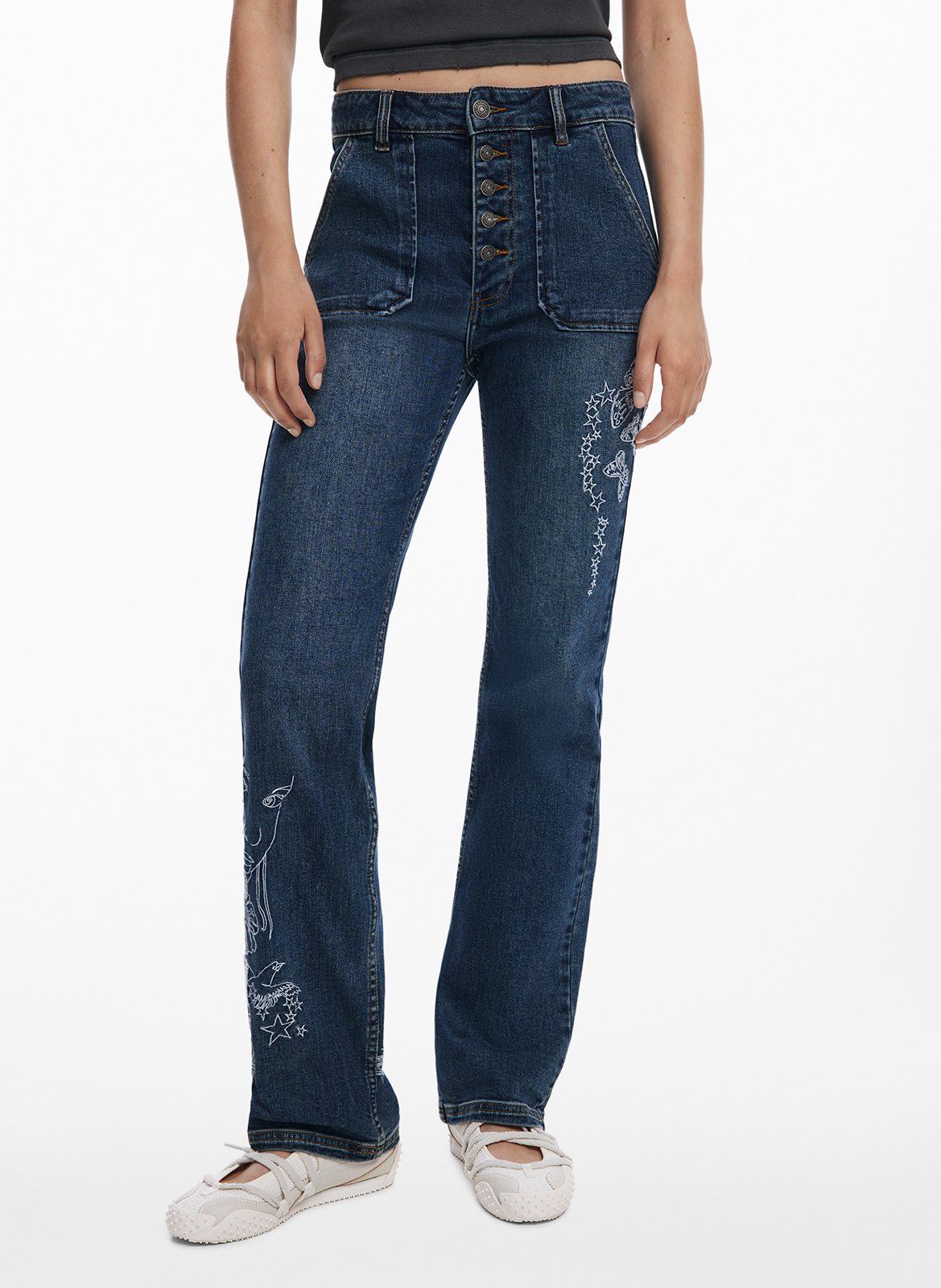 Jean droit en coton mélangé DESIGUAL Bleu