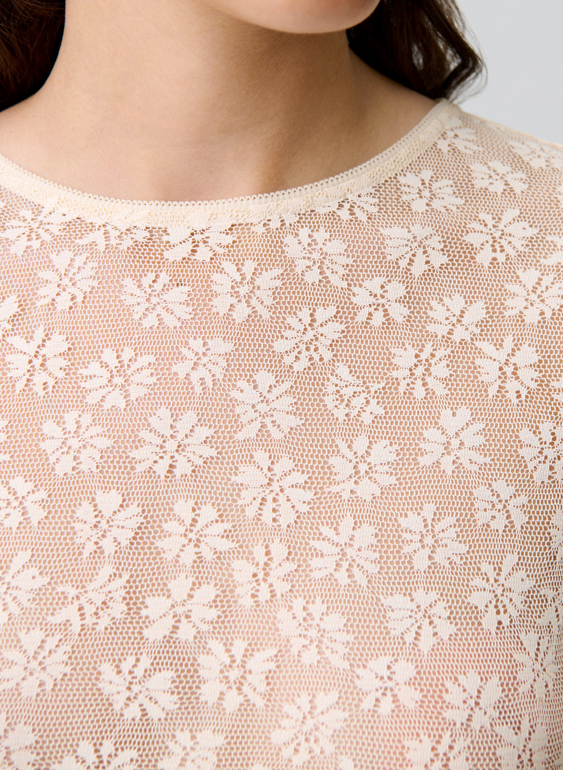 Round neck lace top CLAUDIE PIERLOT Beige