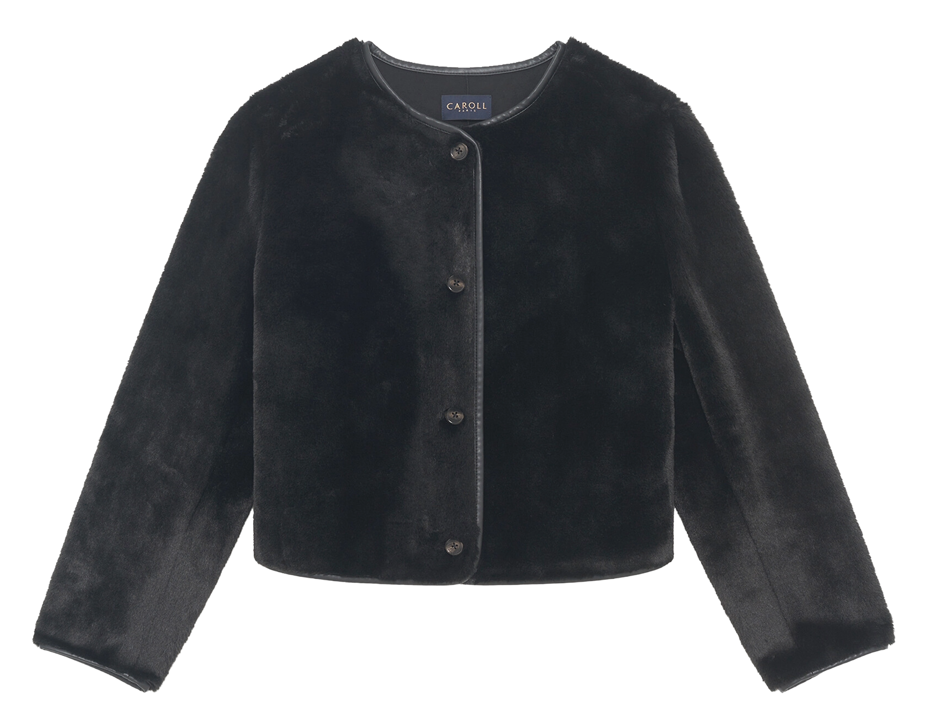 Straight round-neck jacket CAROLL Black