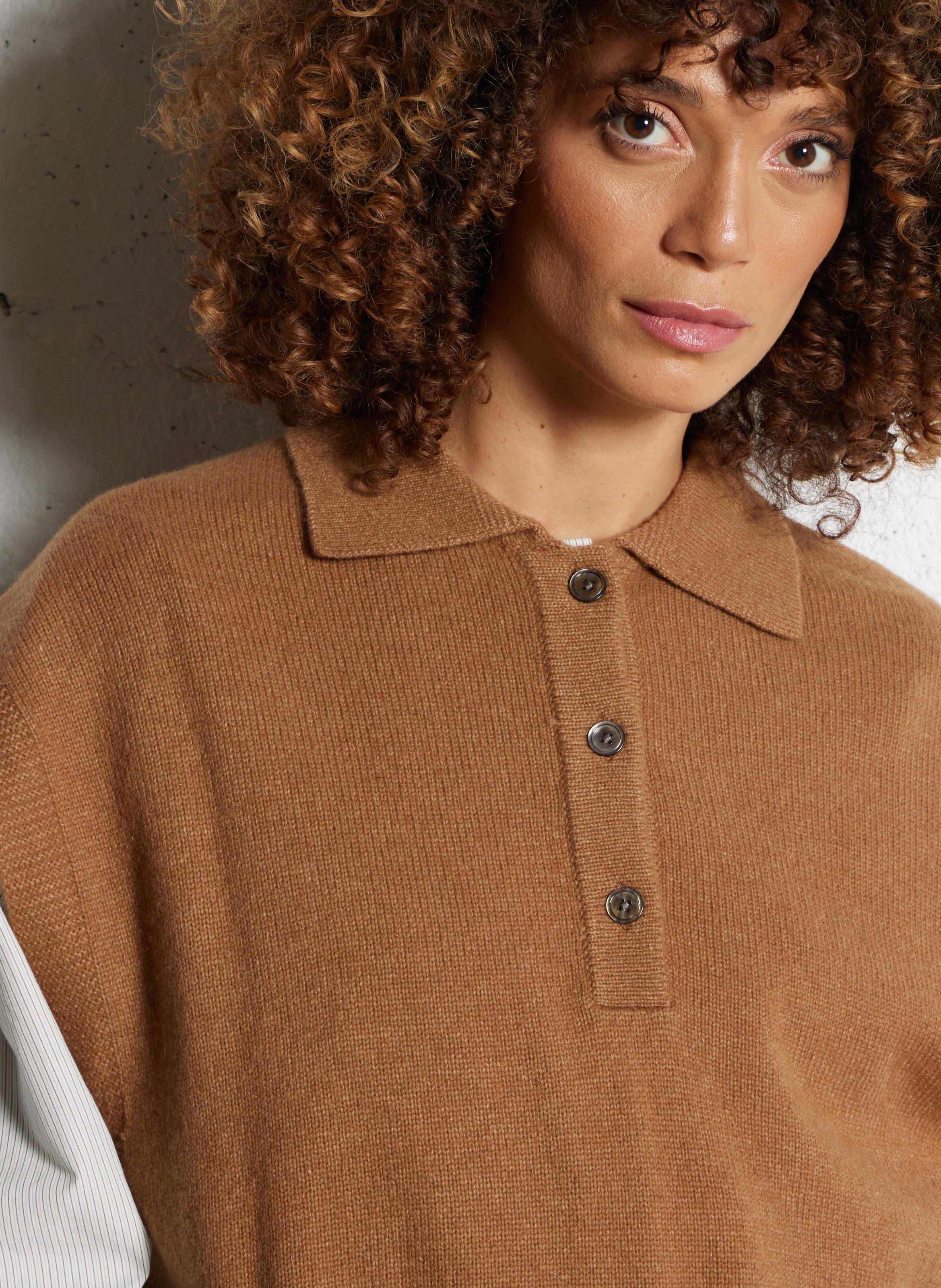 Pull oversize en laine mélangée BELLEROSE Marron