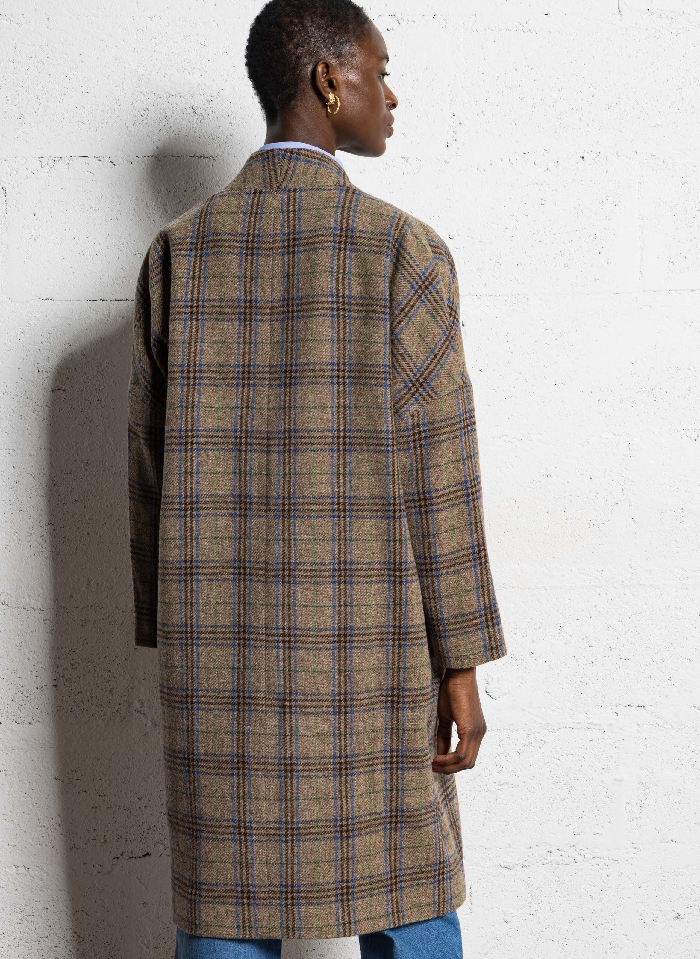 V-neck wool coat BELLA JONES Brown