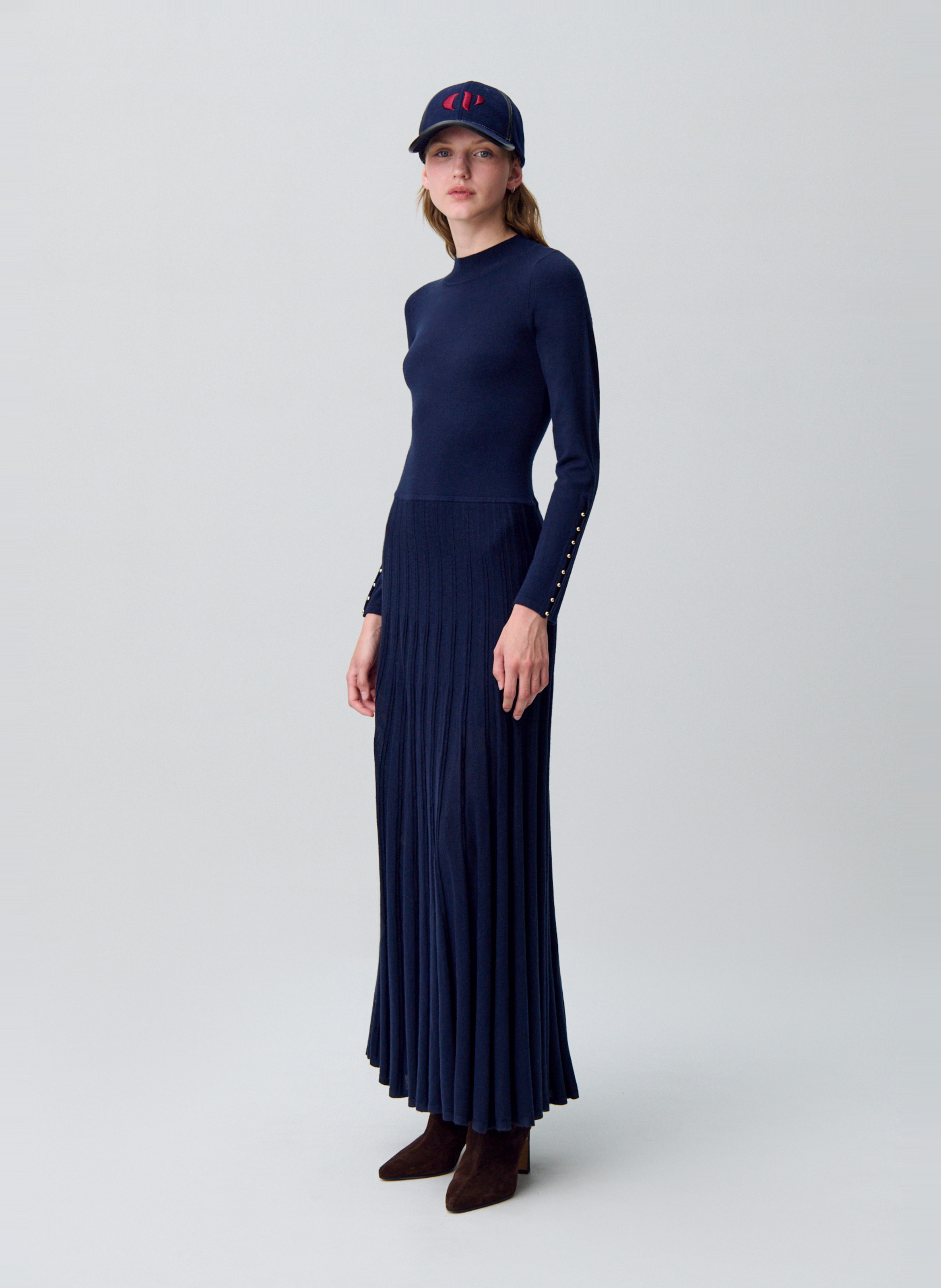 Robe longue unie en laine mélangée CLAUDIE PIERLOT Bleu