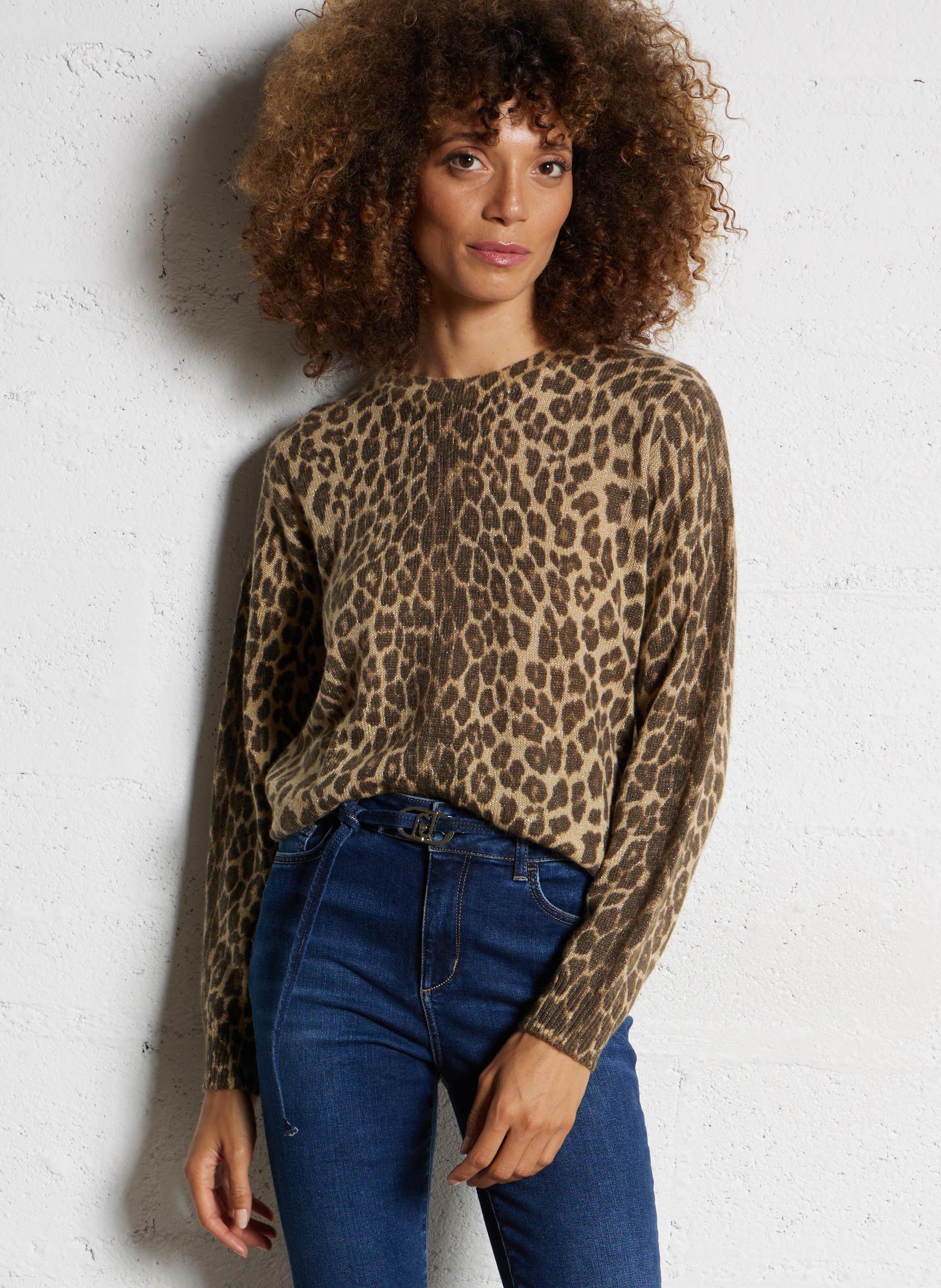 Gerade geschnittener Pullover aus Wollmix mit Rundhalsausschnitt LIU JO Mehrfarbig