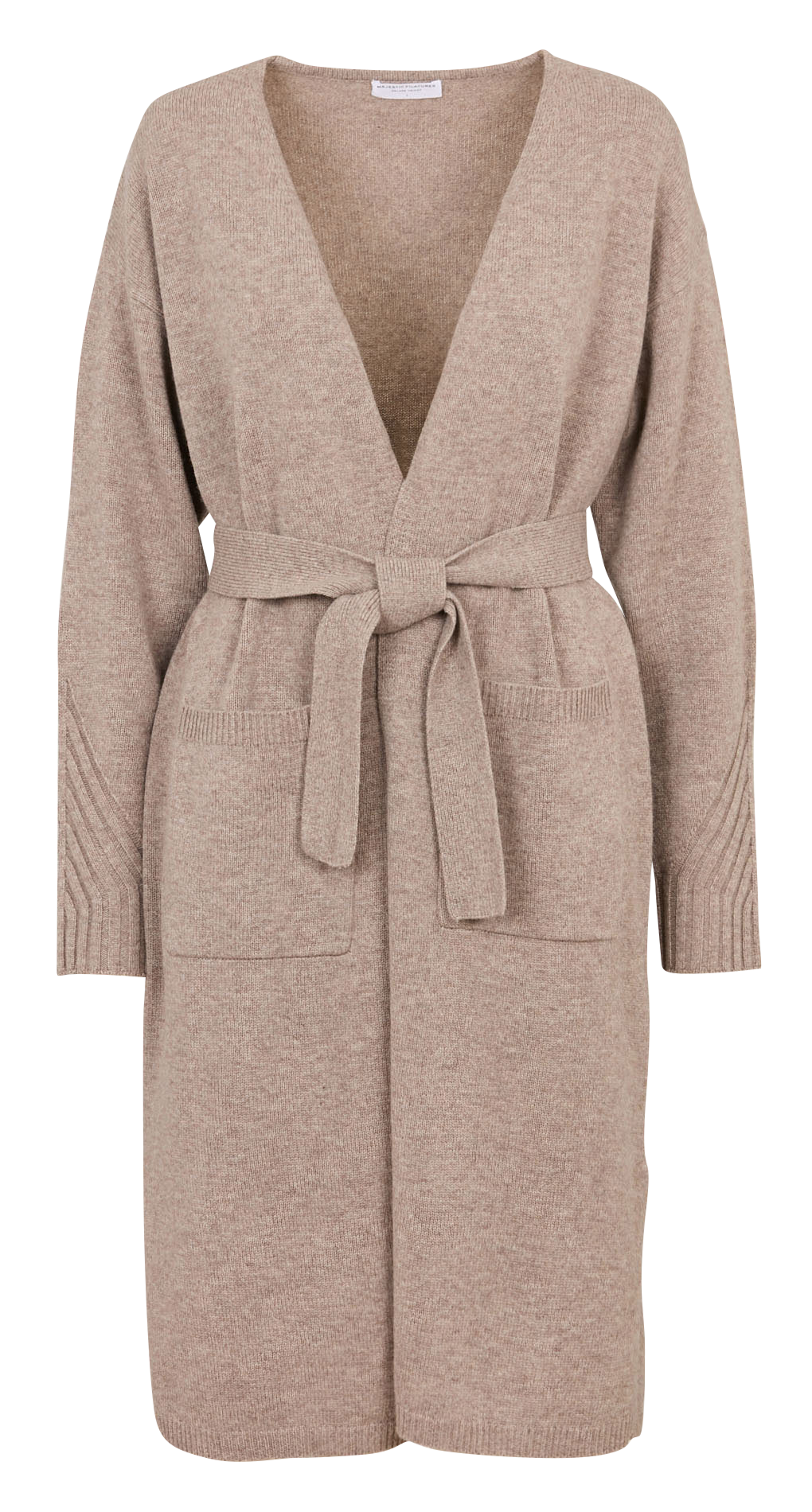 Gilet long en laine mérinos MAJESTIC FILATURES Beige