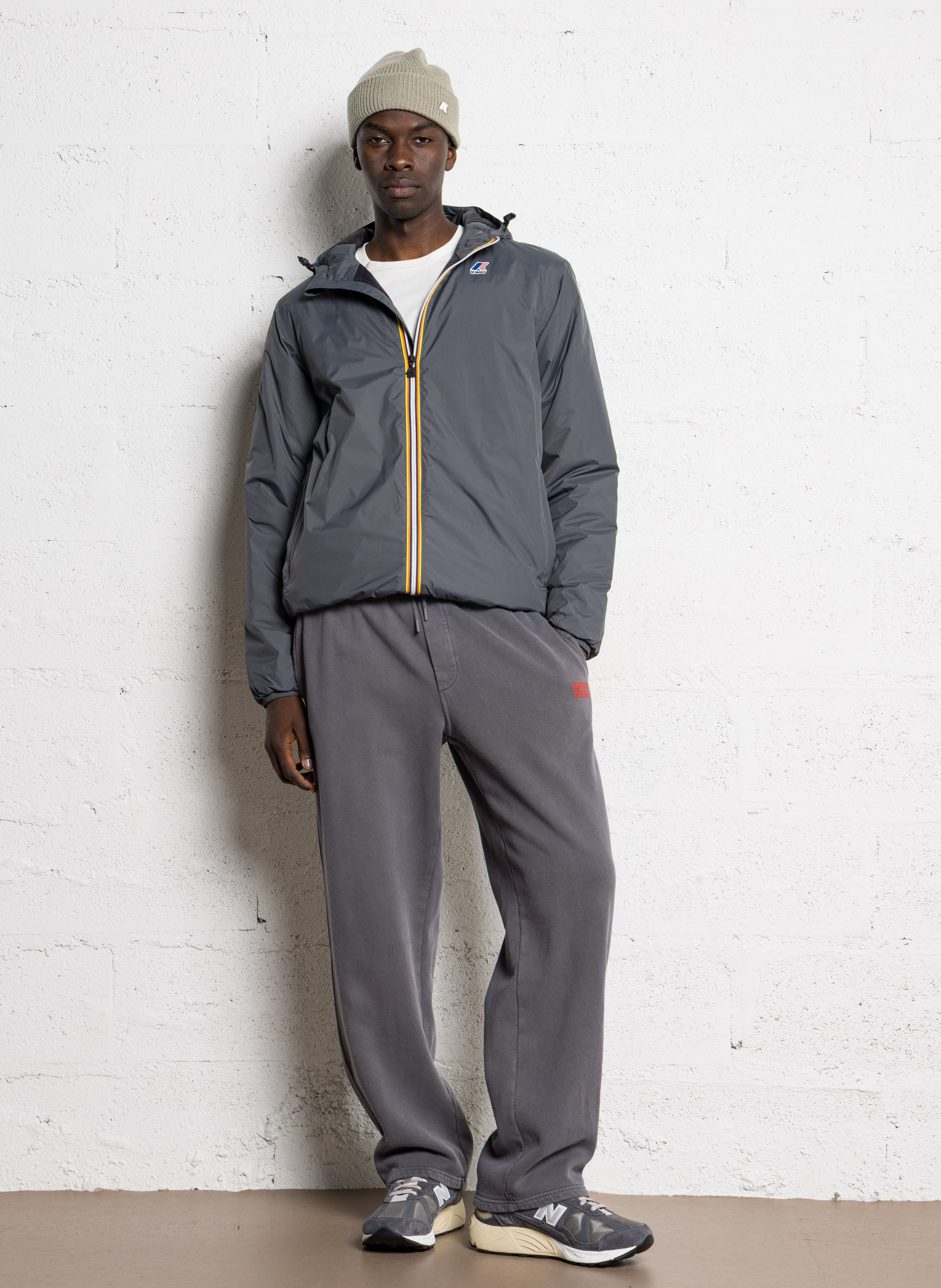 Low-top leather mix sneakers NEW BALANCE Grey